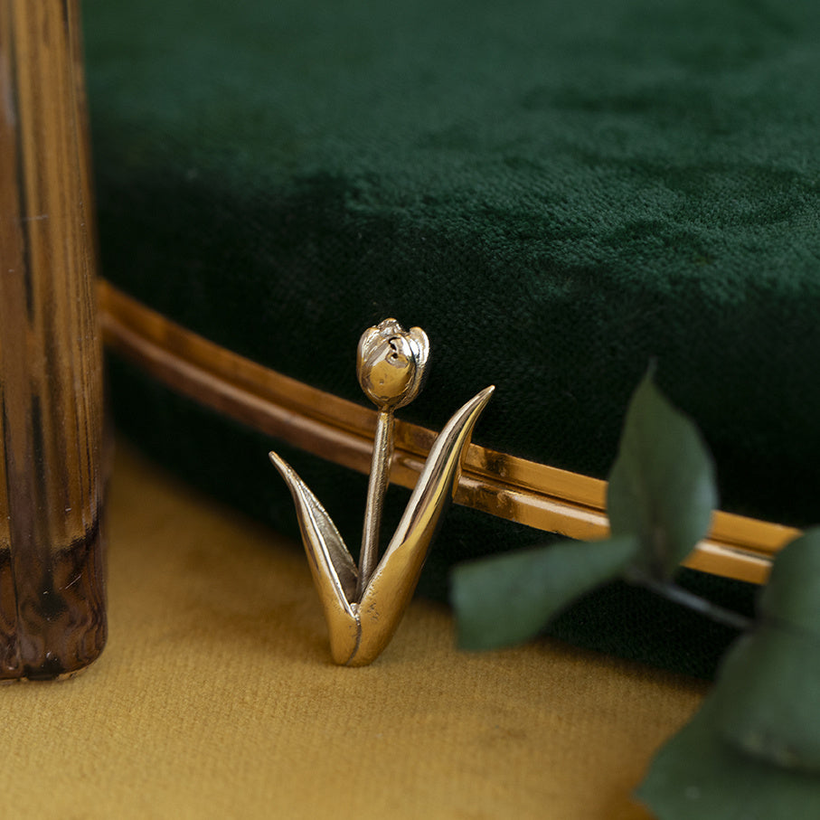 Gouden vintage tulp hanger 14 krt