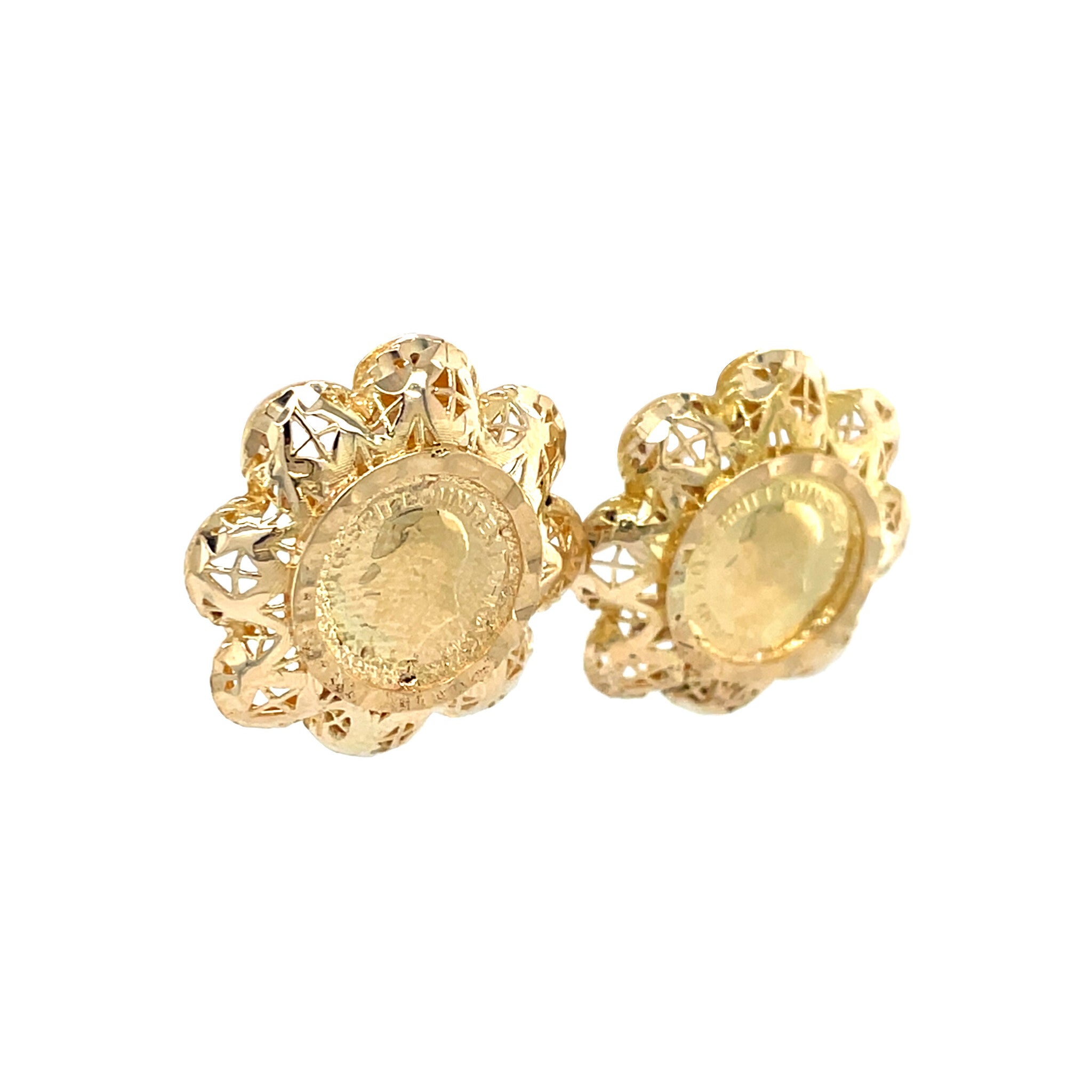 Golden vintage coin earrings 14 kt