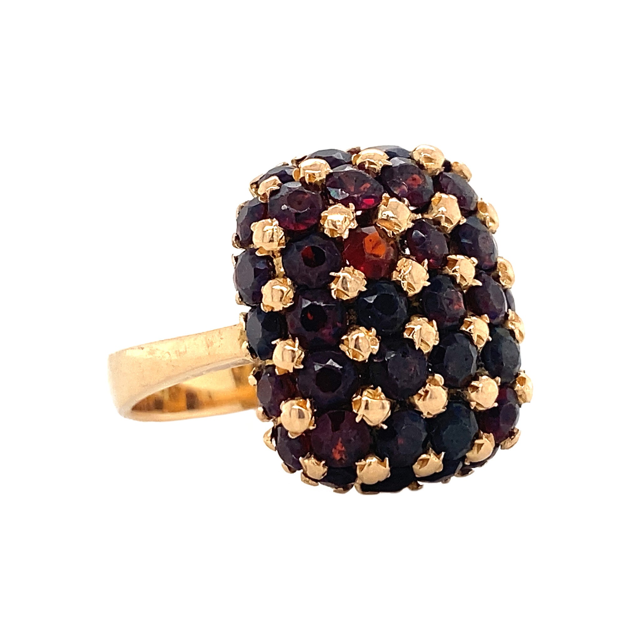 Gouden ring met granaat 18 krt