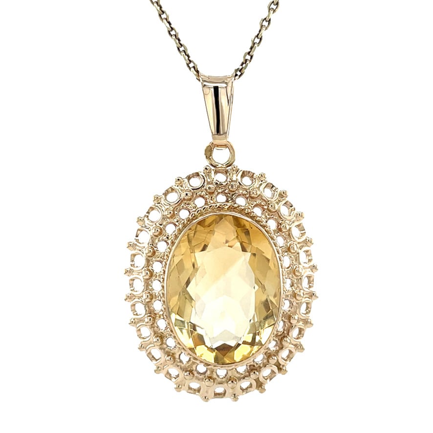 Gold vintage pendant with citrine 14 kt