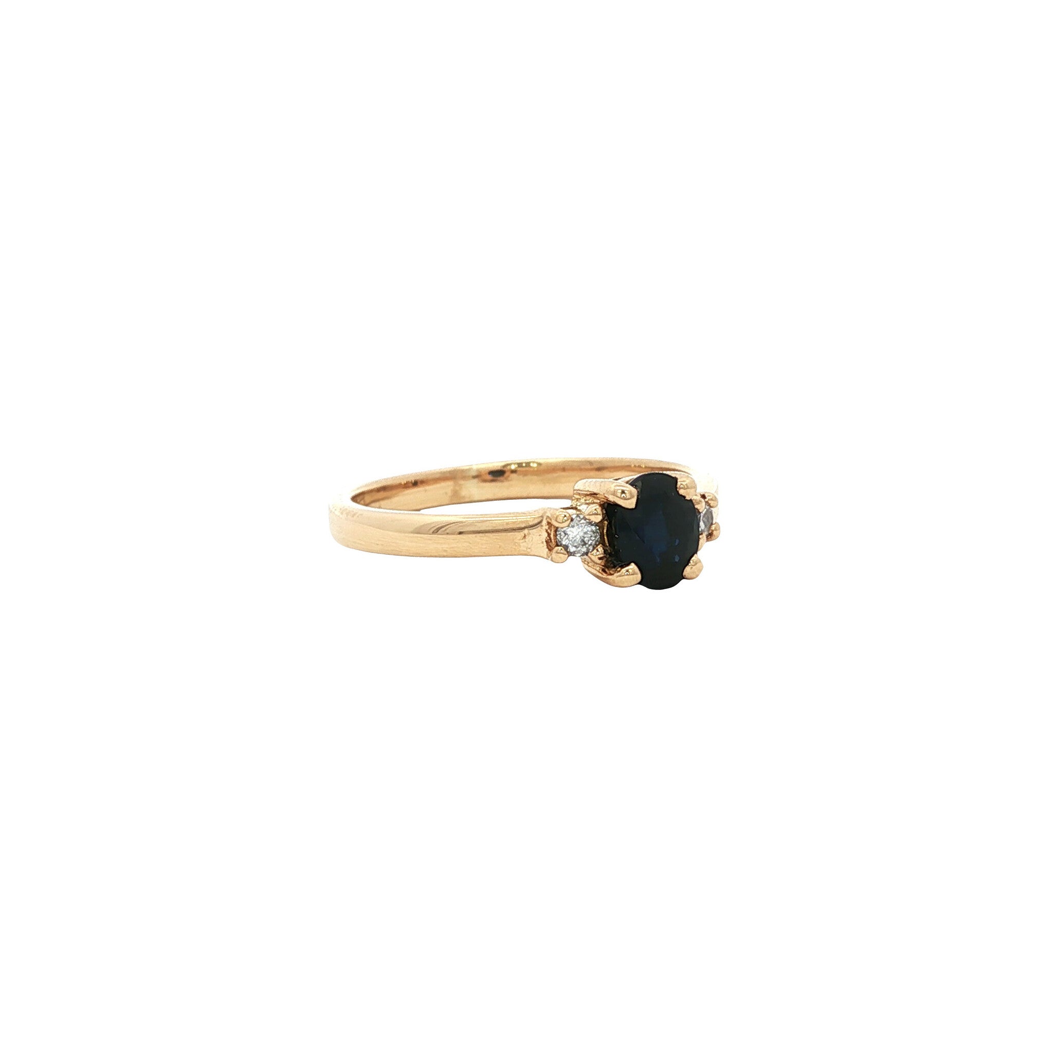 Vintage 18 kt gold ring with sapphire and diamond