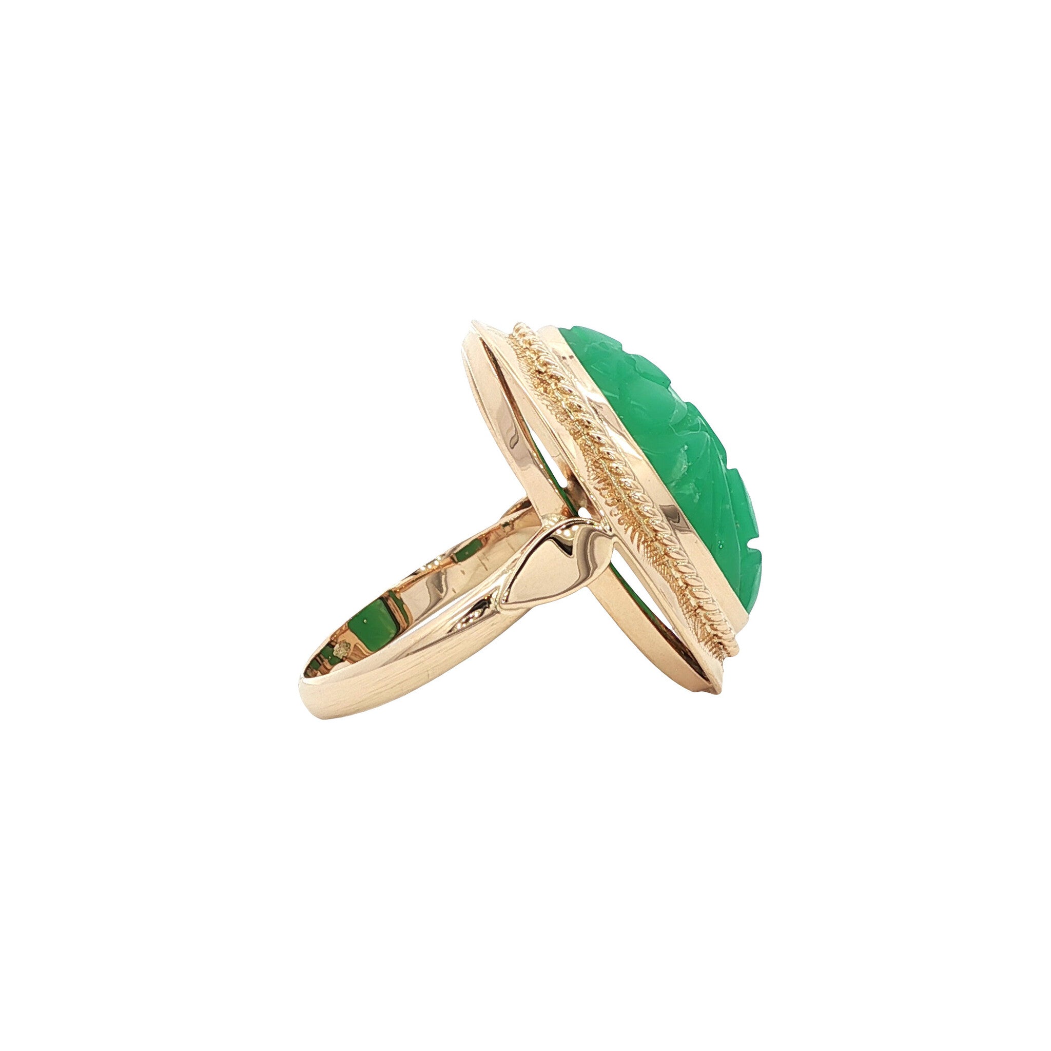 Gouden vintage ring met chrysopraas 14 kt