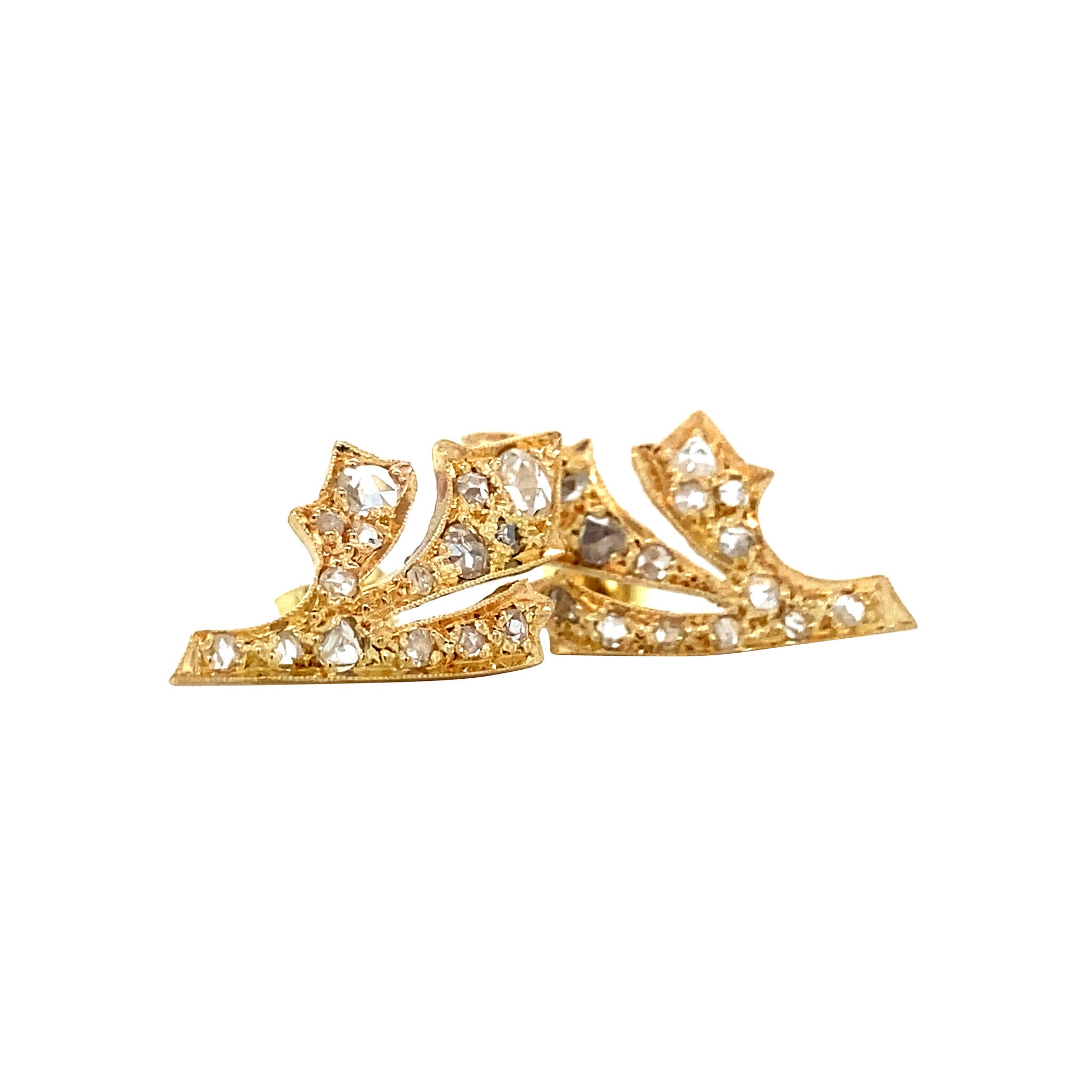 Gouden oorstekers met roosdiamant 14 krt