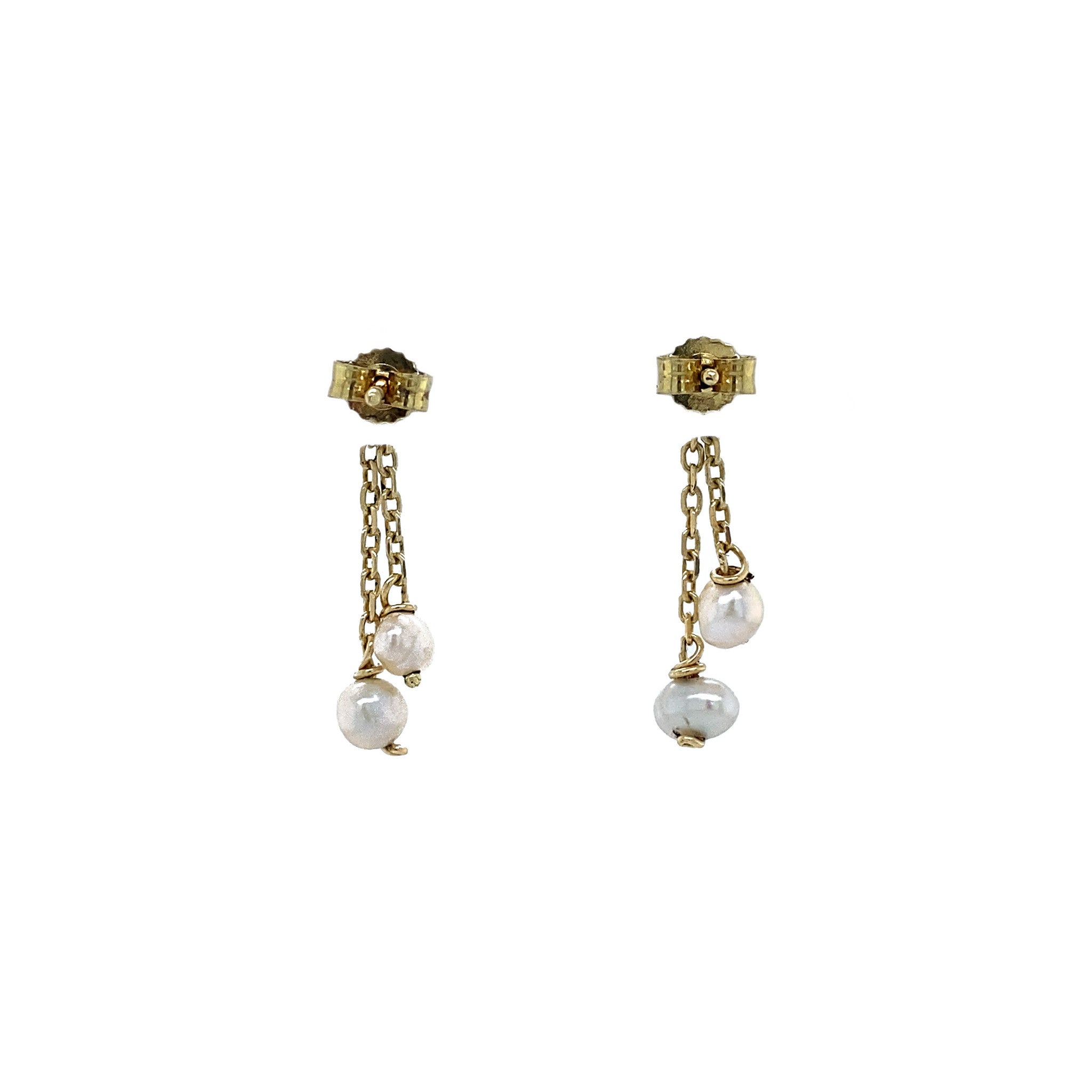 Gold earrings with pearl 14 crt