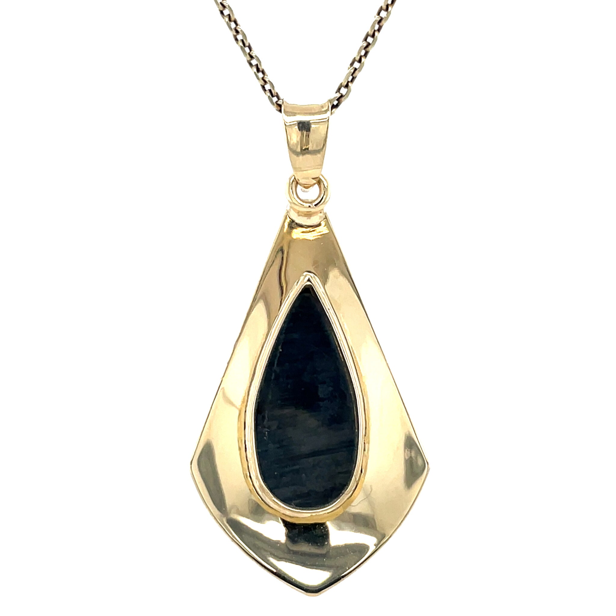 Gold vintage pendant with hematite 14 kt