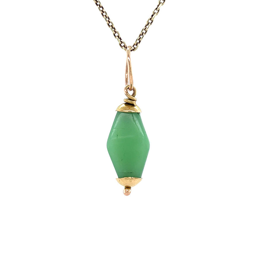 Gouden vintage hanger met groene opaal 14 kt