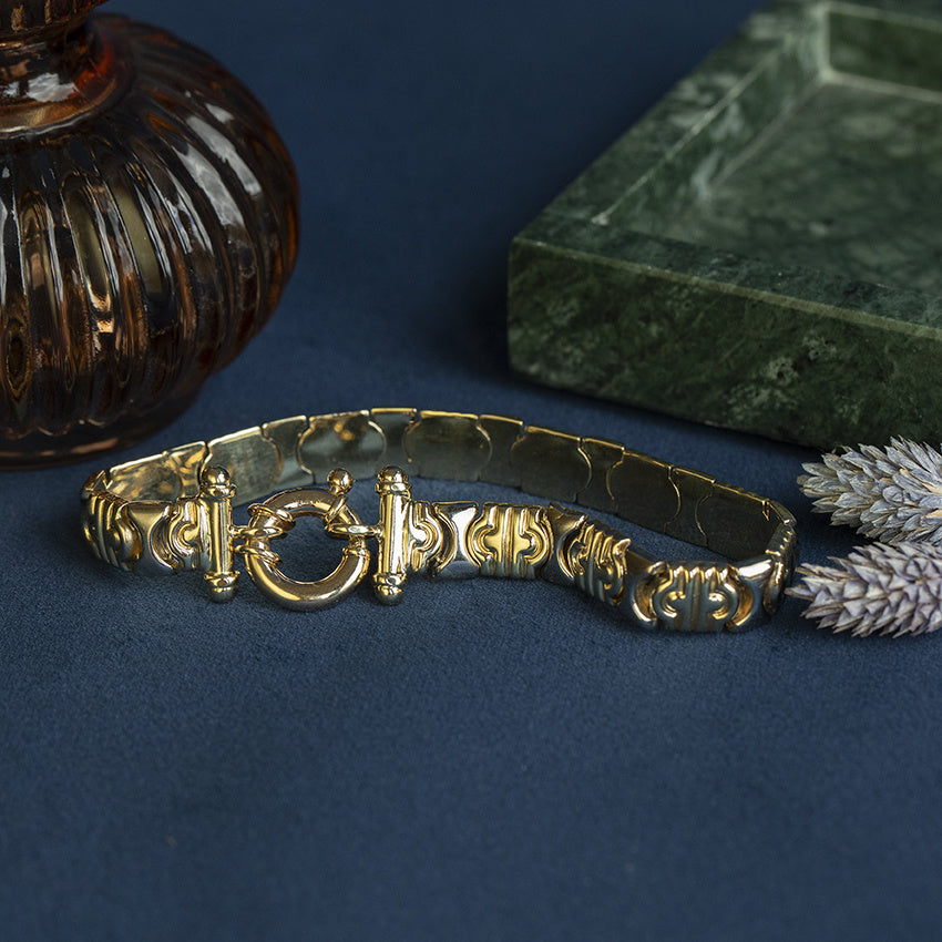 Bicolour gouden vintage armband 14 krt