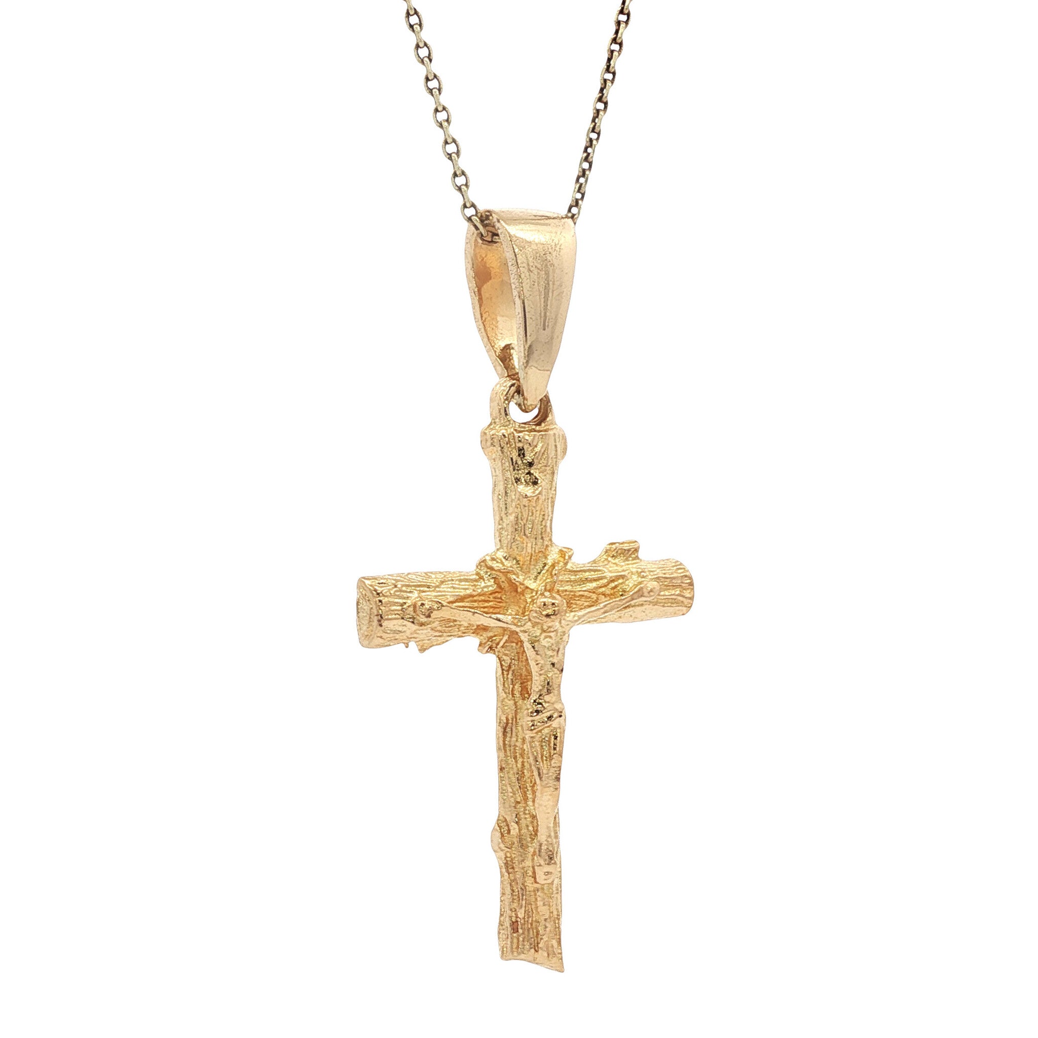 Gouden vintage kruis hanger met Jezus Christus 18 kt