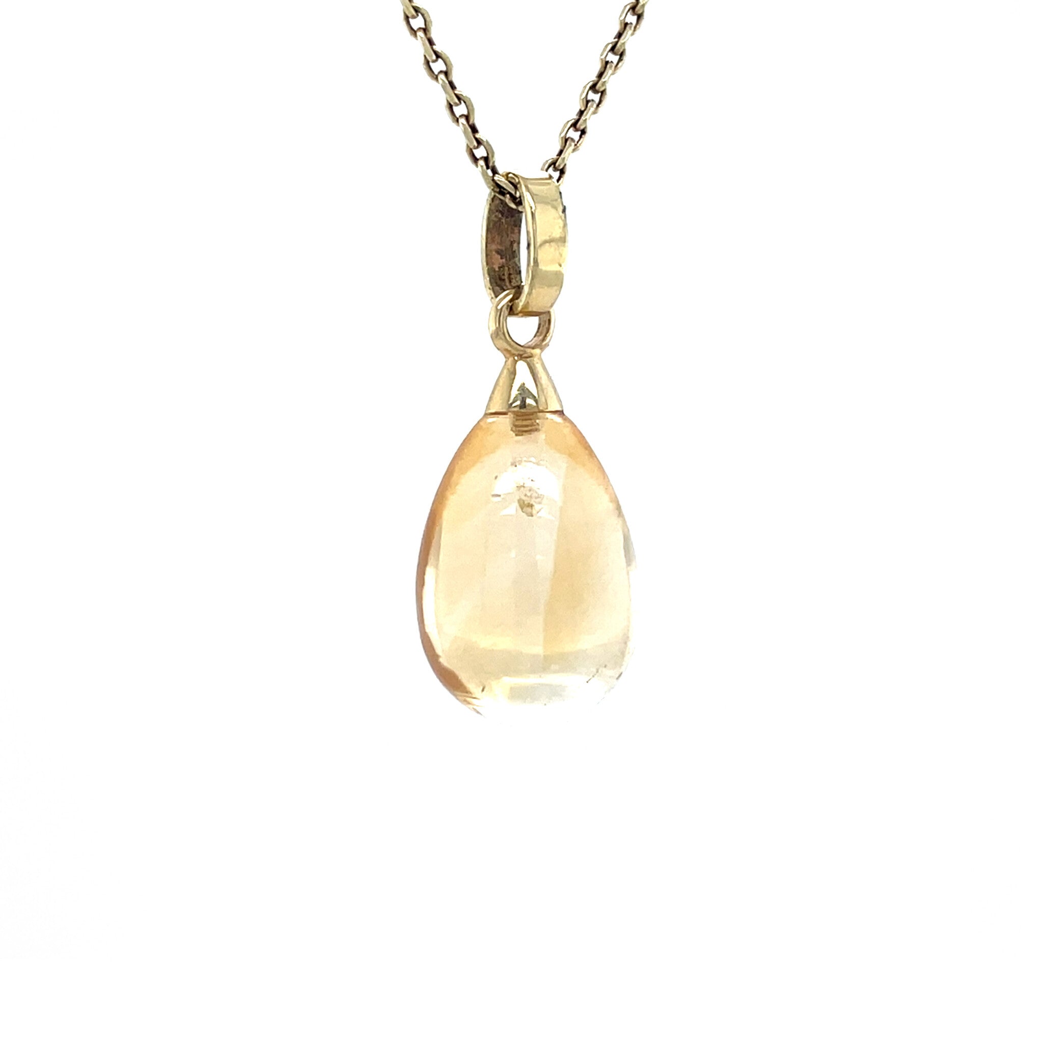 Gouden vintage hanger met citrien 14 krt