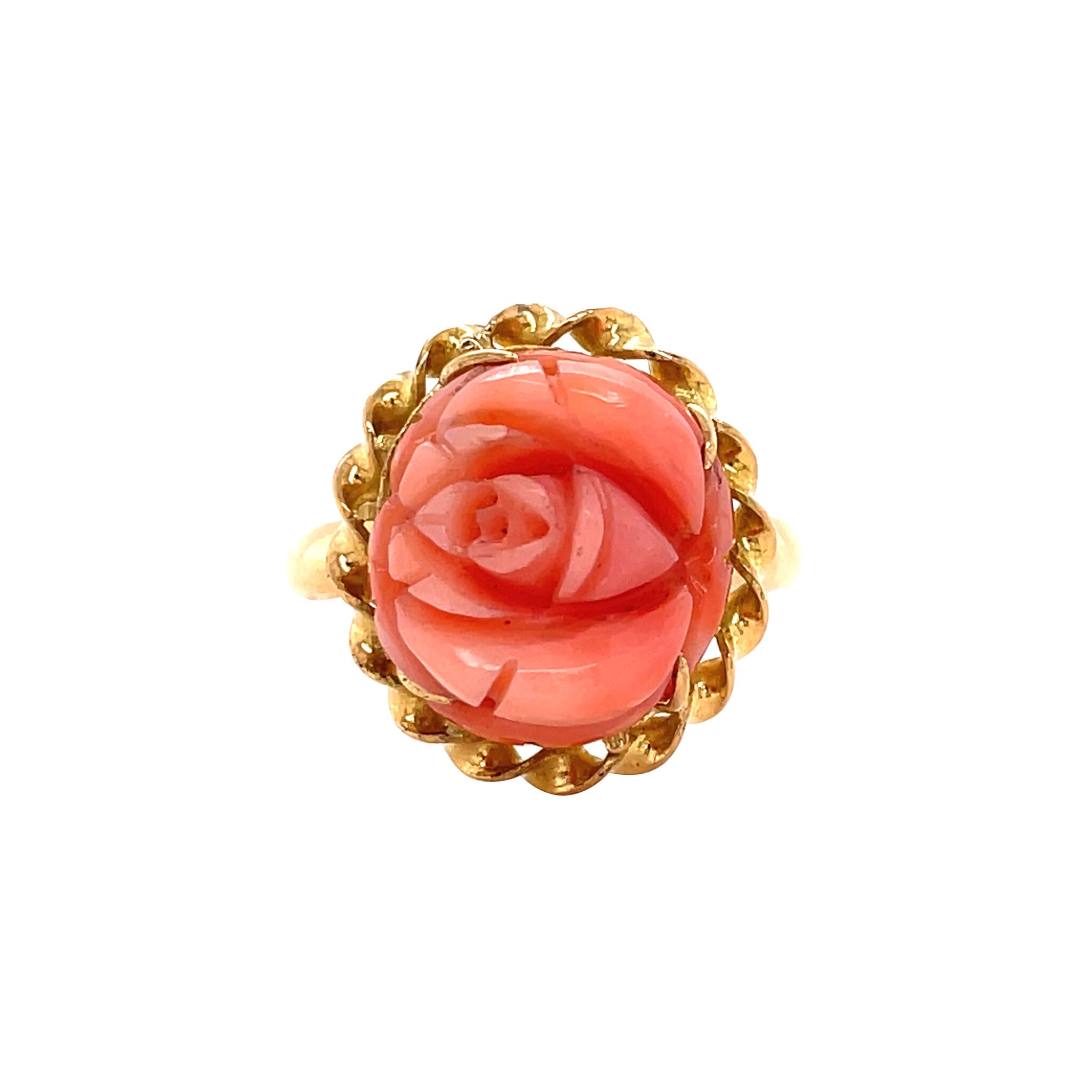 Golden vintage rose ring with angel skin 20 kt