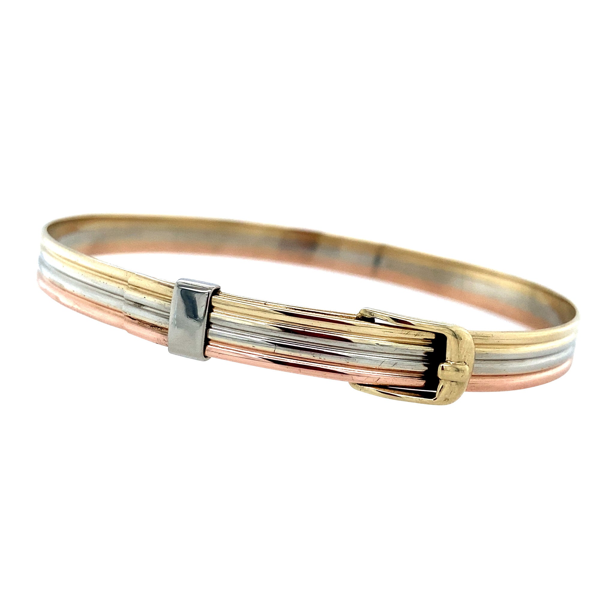 Tricolour vintage gouden bangle 14 krt