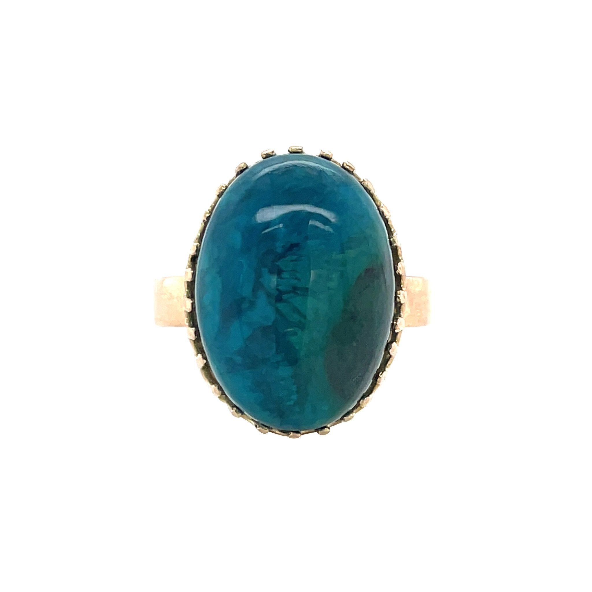 Roségouden vintage ring met chrysocolla 14 kt