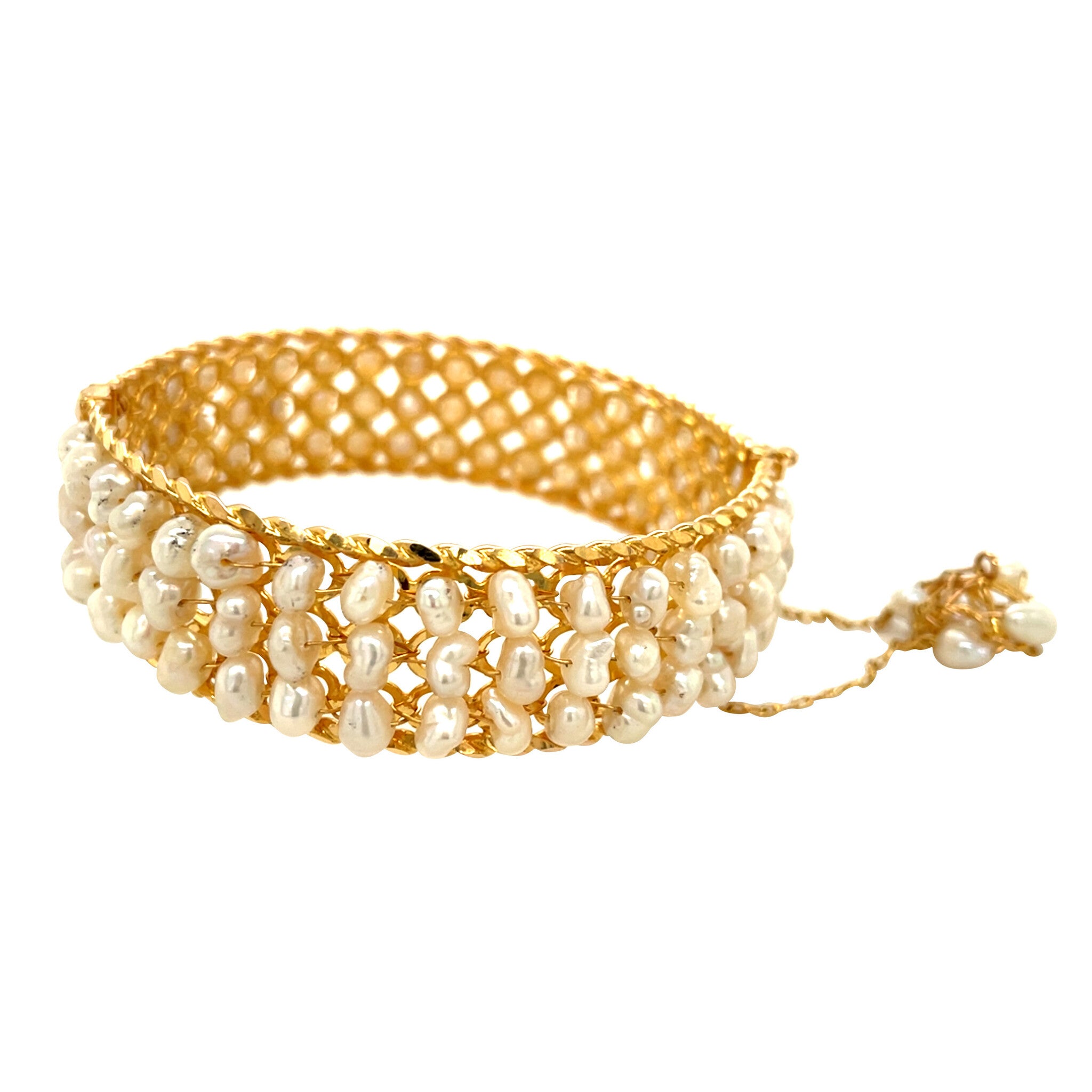 Gold vintage bangle with pearl 20 kt