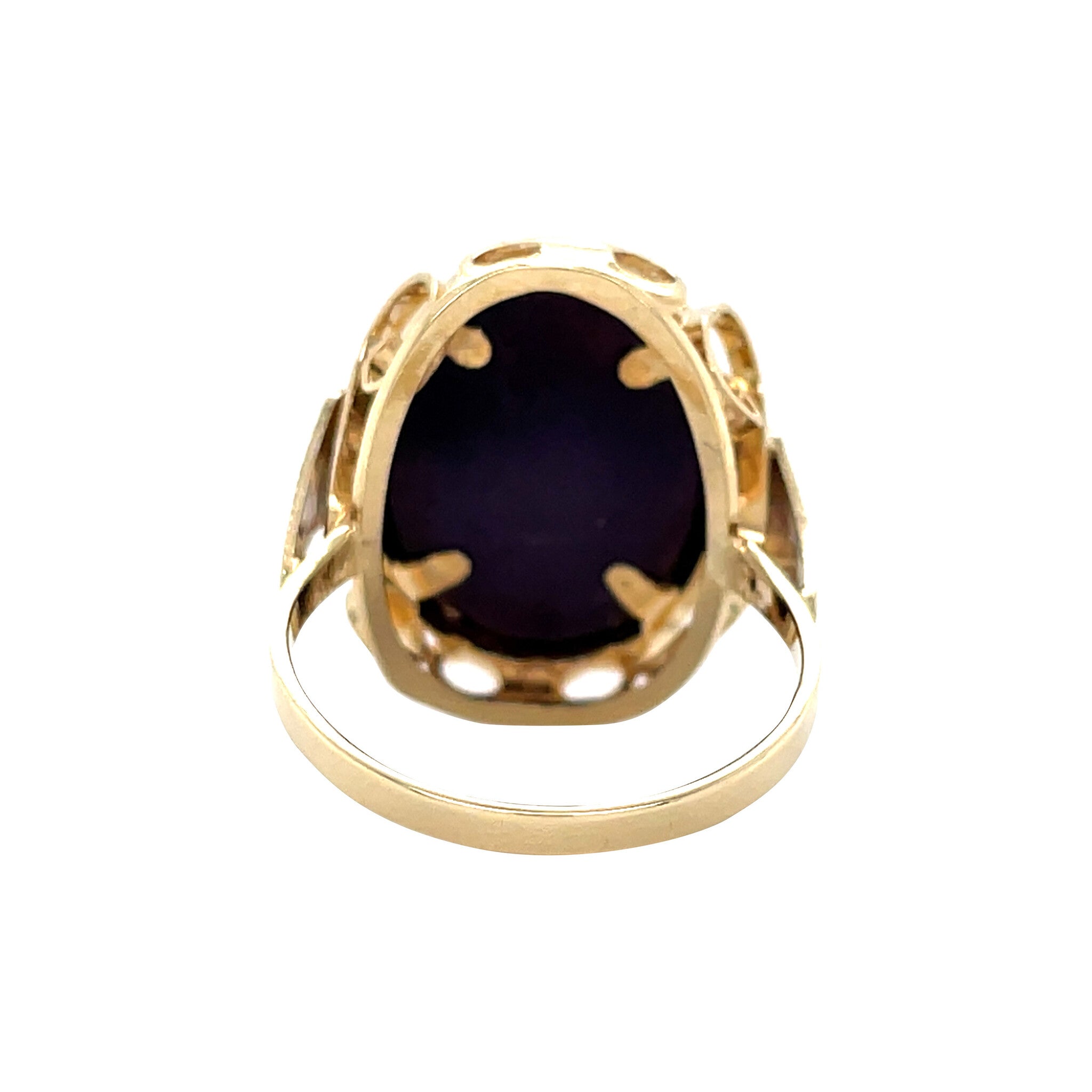 Gouden vintage ring met kleursteen 14 krt