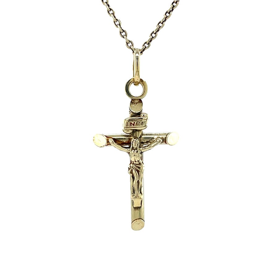 Vintage gold cross pendant with Jesus 14 krt