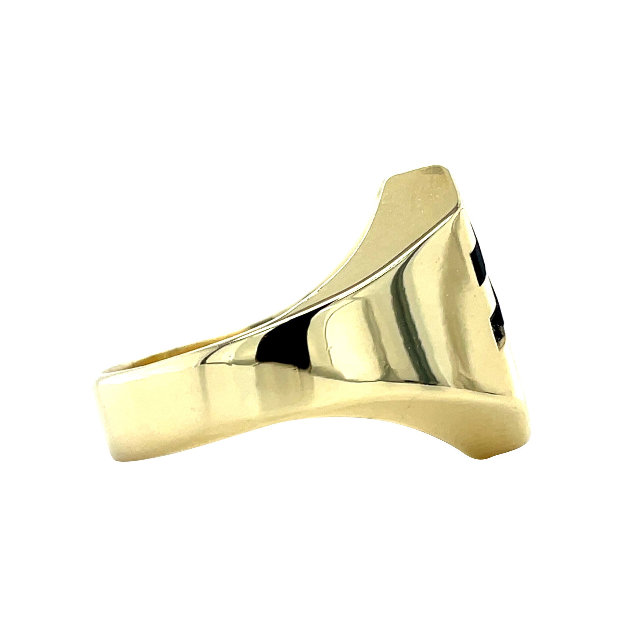 Gold vintage signet ring with onyx and zirconia 14 kt