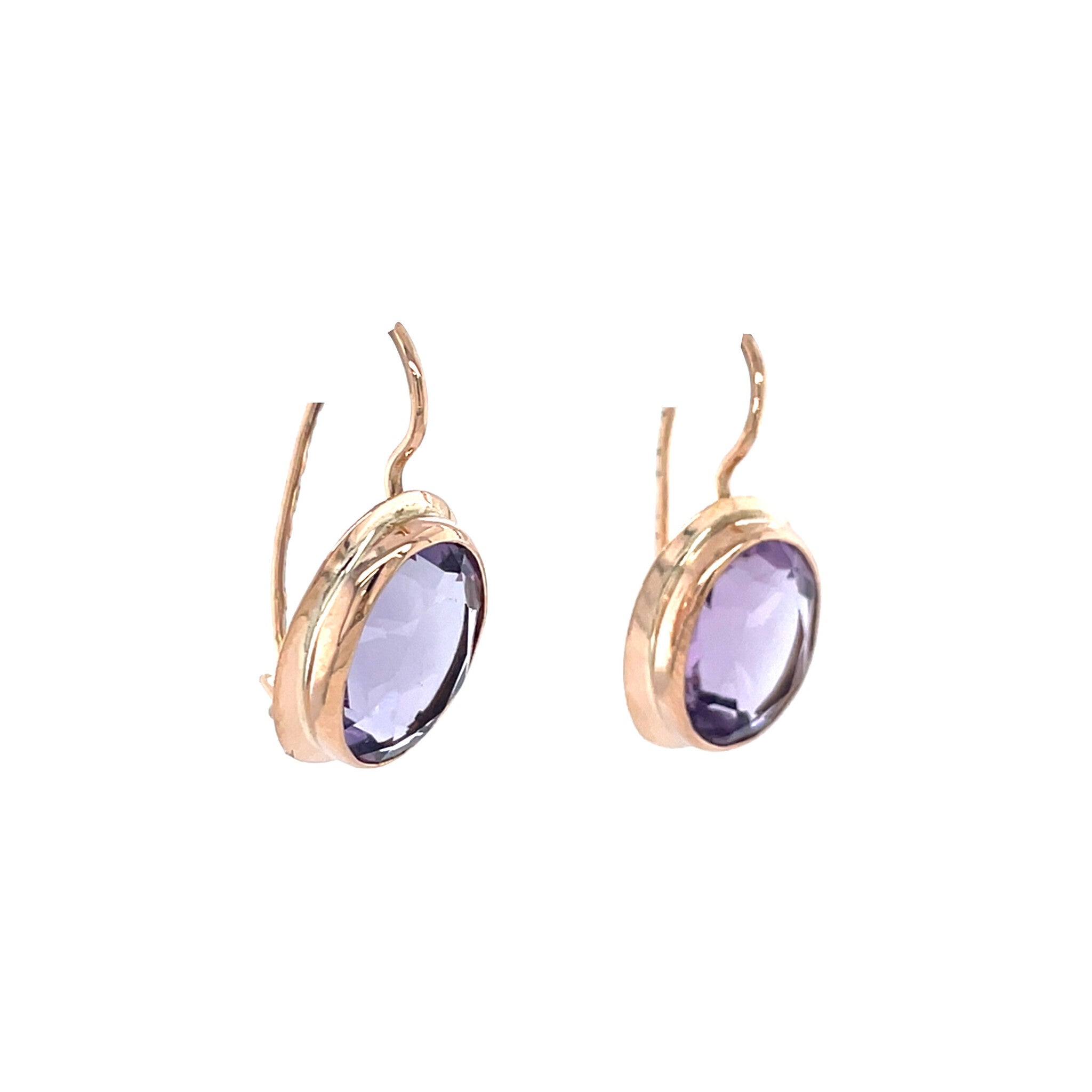 14 kt rose-gold vintage drop earrings with amethyst