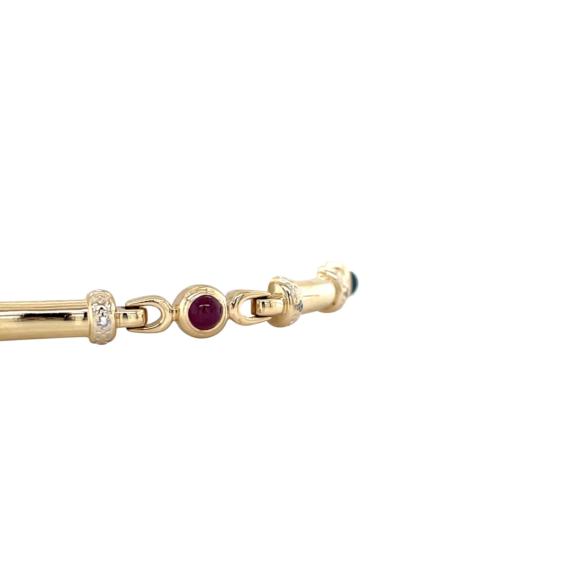 Vintage gold bracelet with ruby, sapphire, emerald and diamond, 14 kt