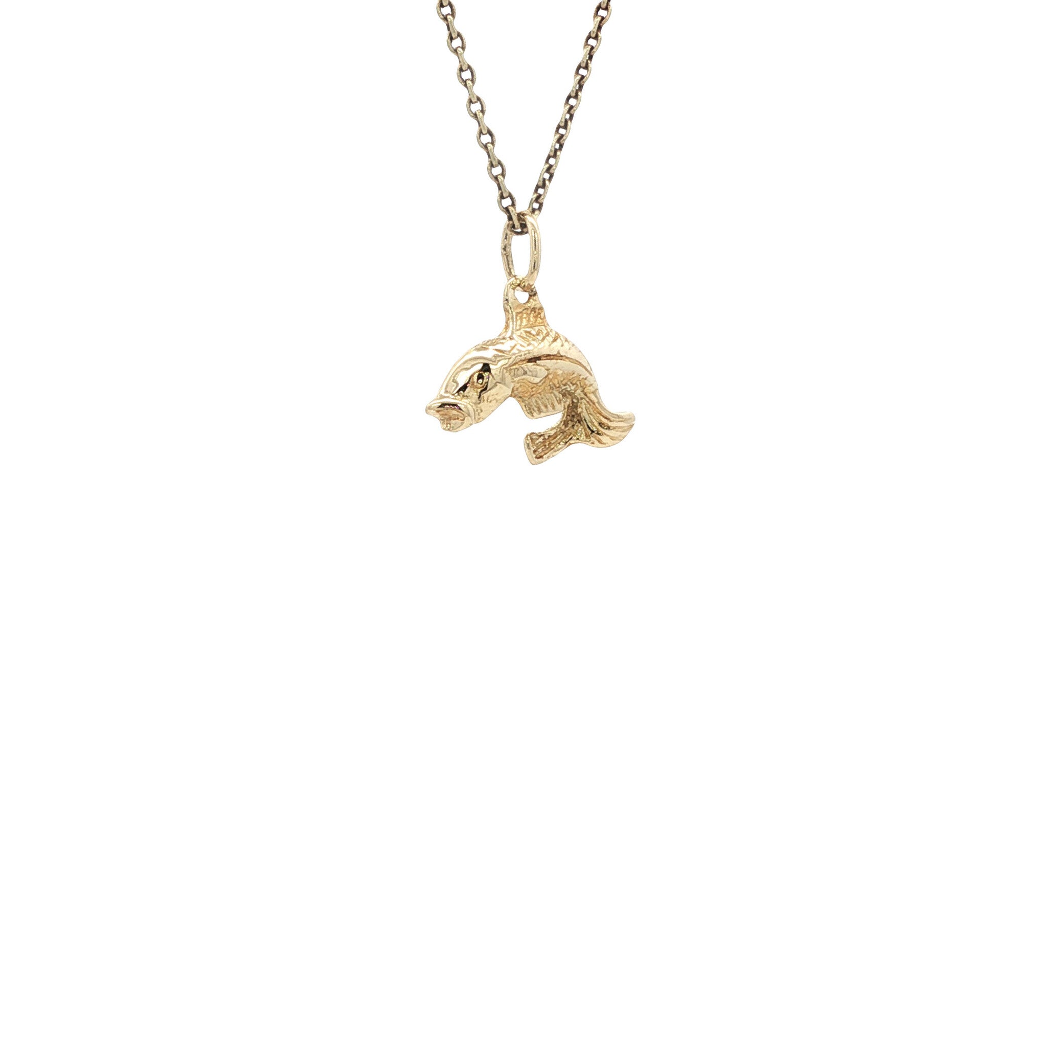 Golden vintage fish pendant 14 kt