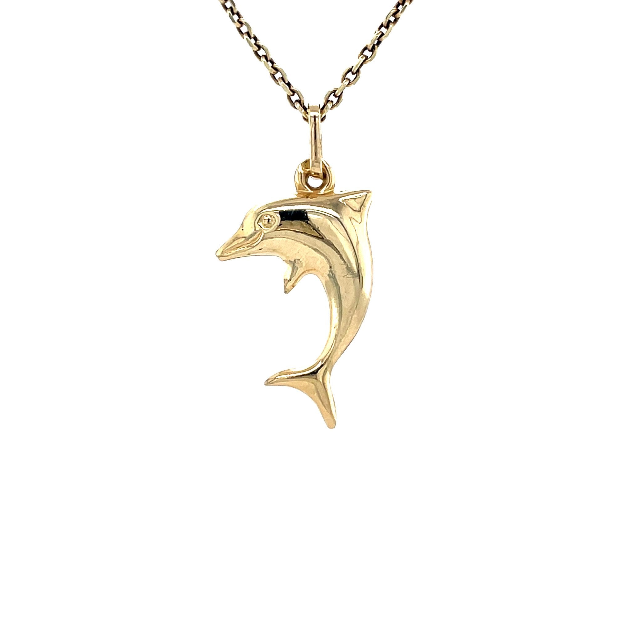 Vintage gold dolphin pendant 14 kt