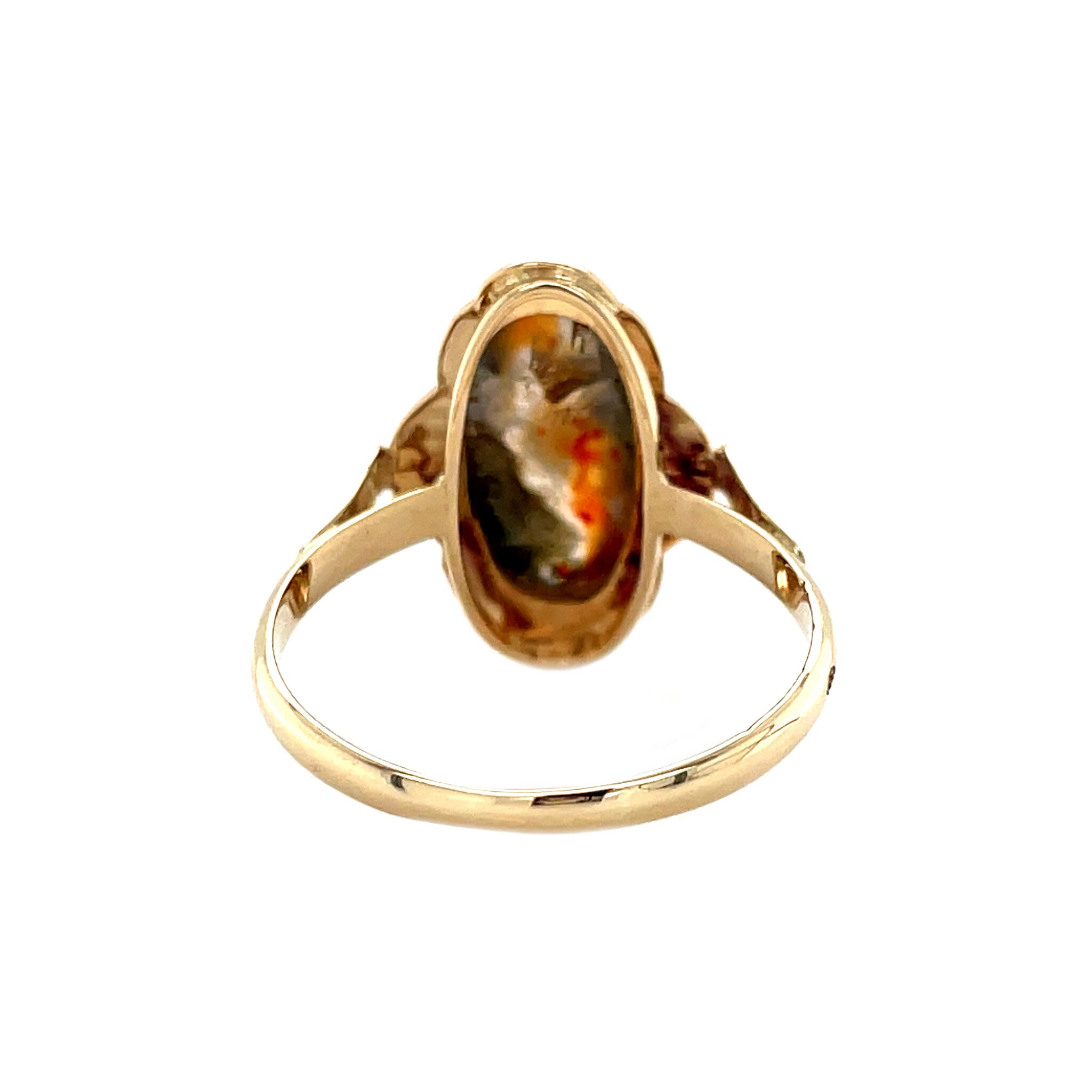 Gold vintage ring with moss agate 14 kt