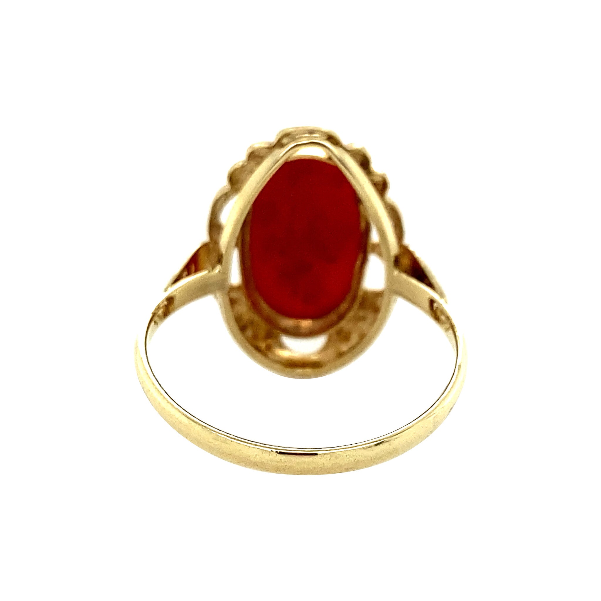 Gouden ring met bloedkoraal 14 krt