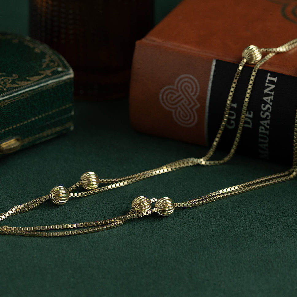 Gouden vintage bolletjes venetiaan collier 14 krt