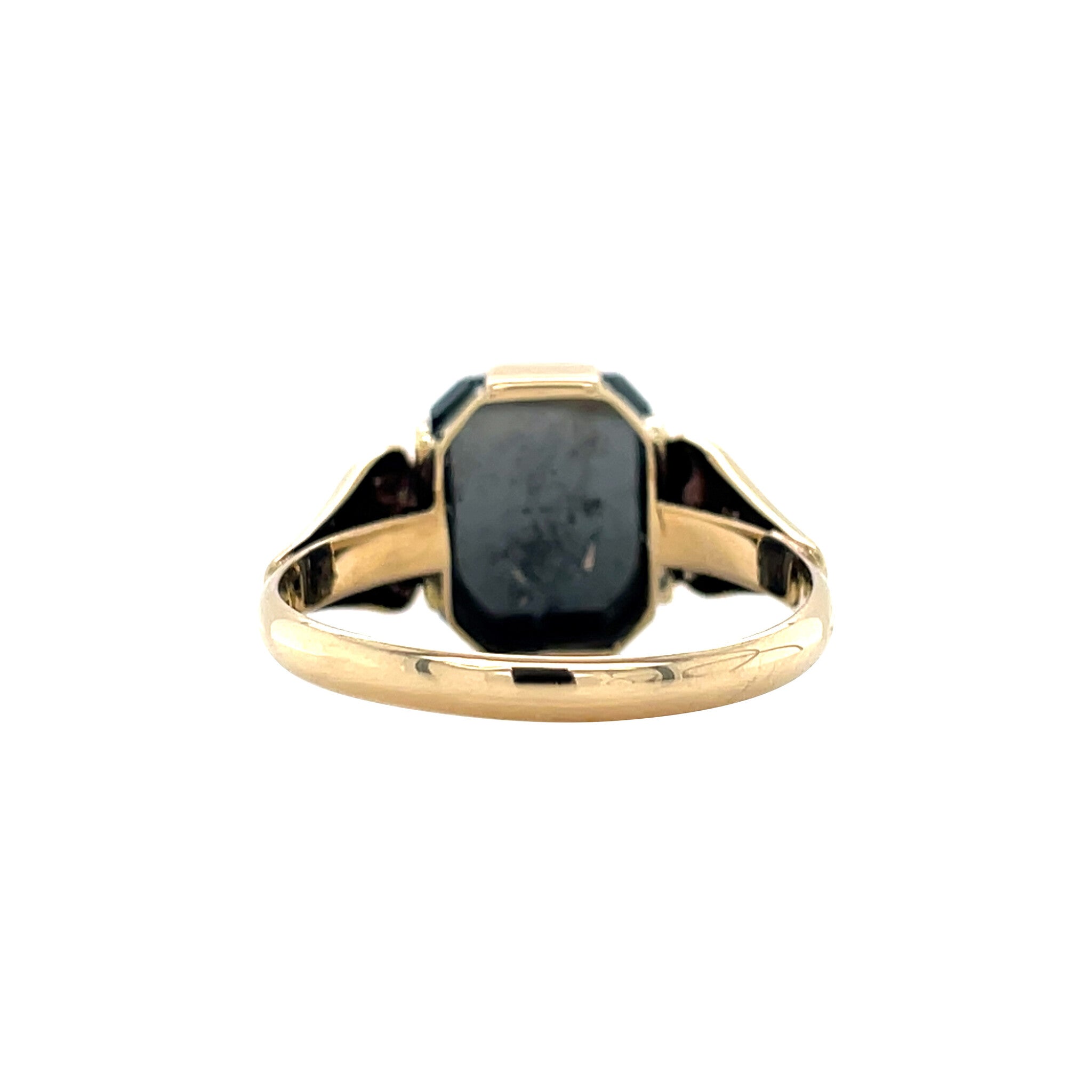 Gouden vintage ring met hematiet 14 kt