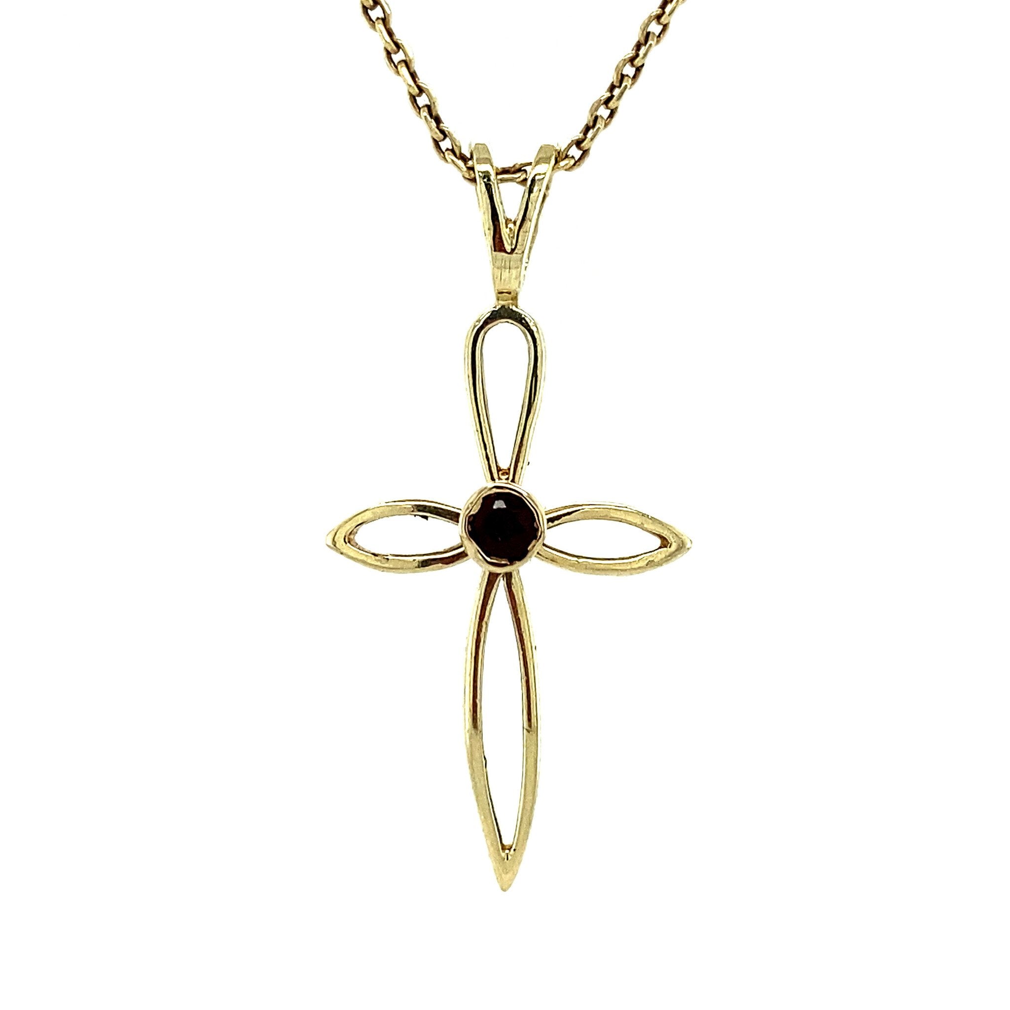 Gouden hanger met granaat 14 krt