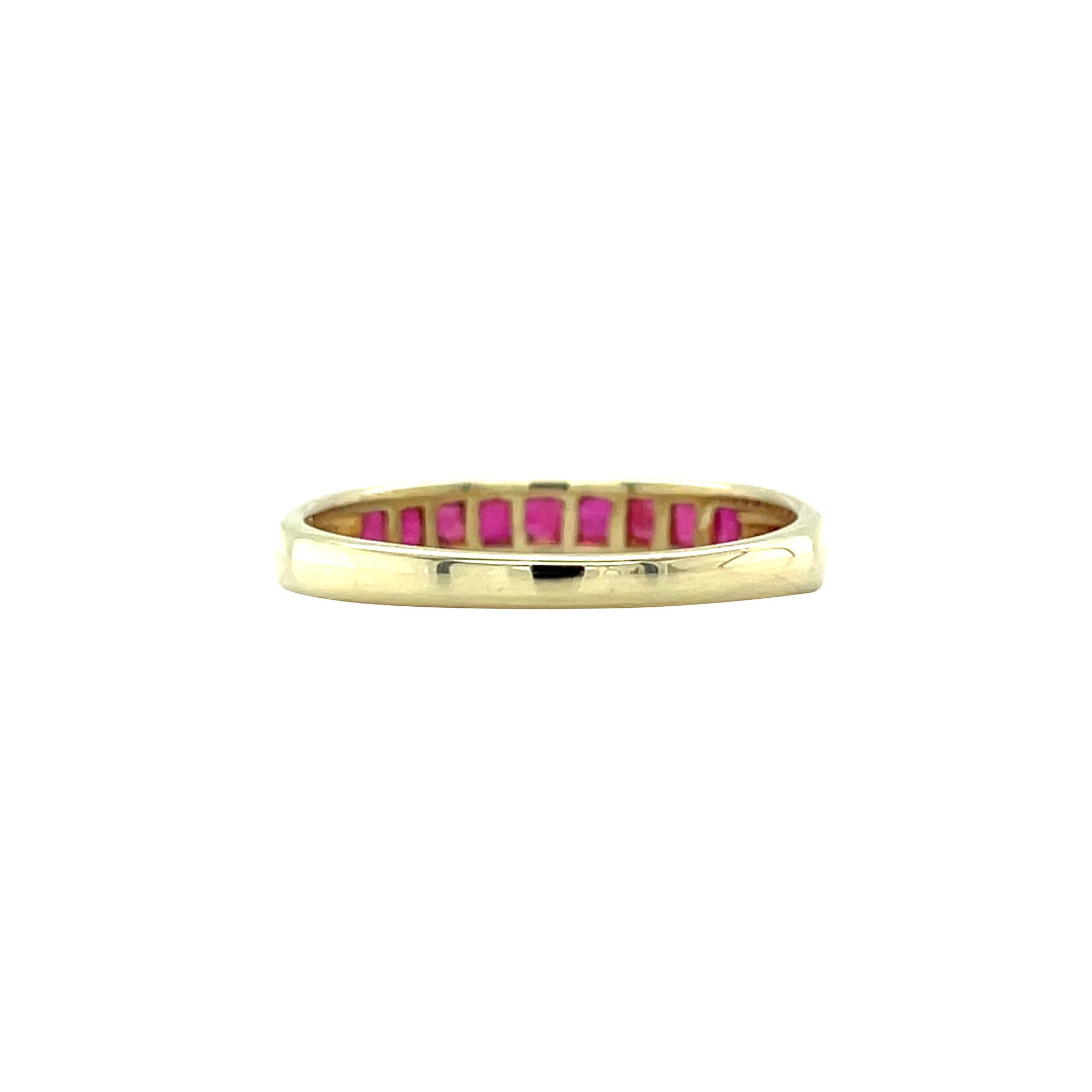 Gouden vintage rijring met robijn 14 kt