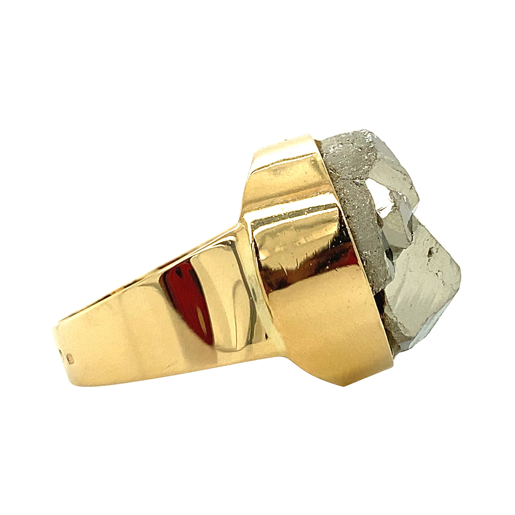 Gouden ring met pyriet 18 krt