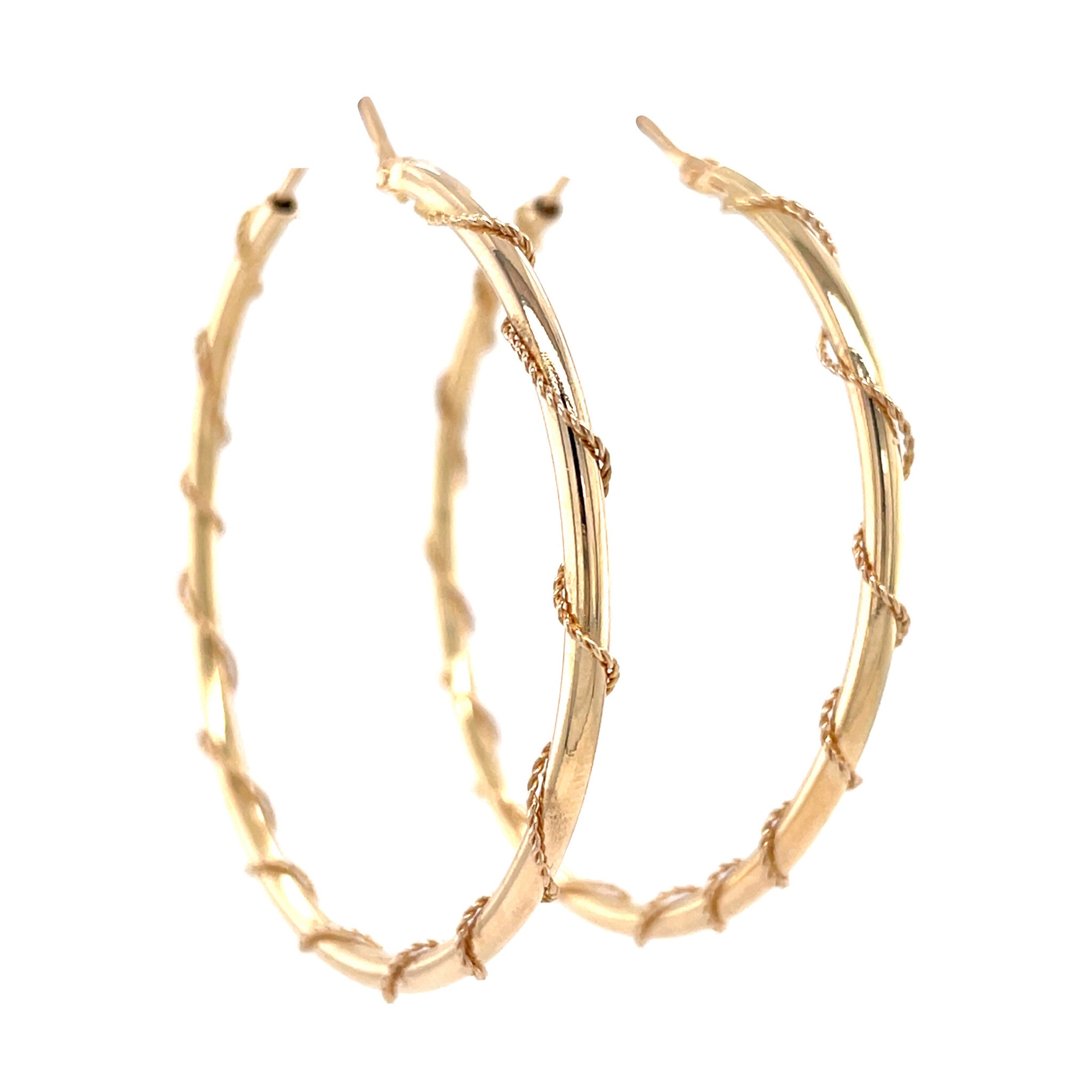 Gouden vintage getordeerde oorringen 14 krt