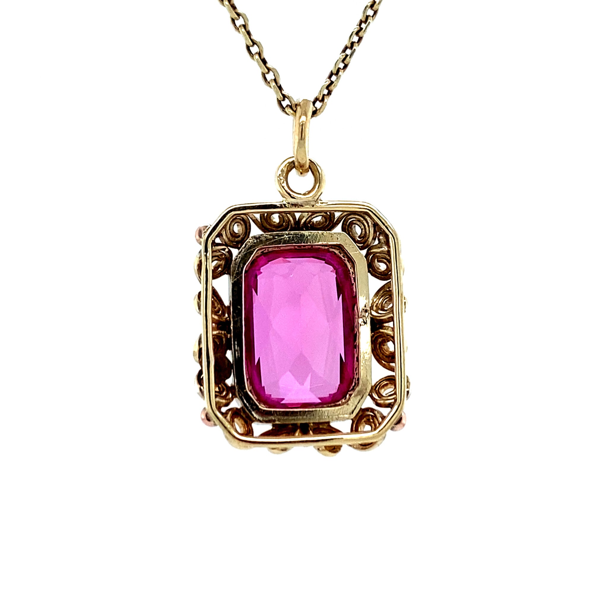 Vintage gold pendant with sapphire, 14 kt