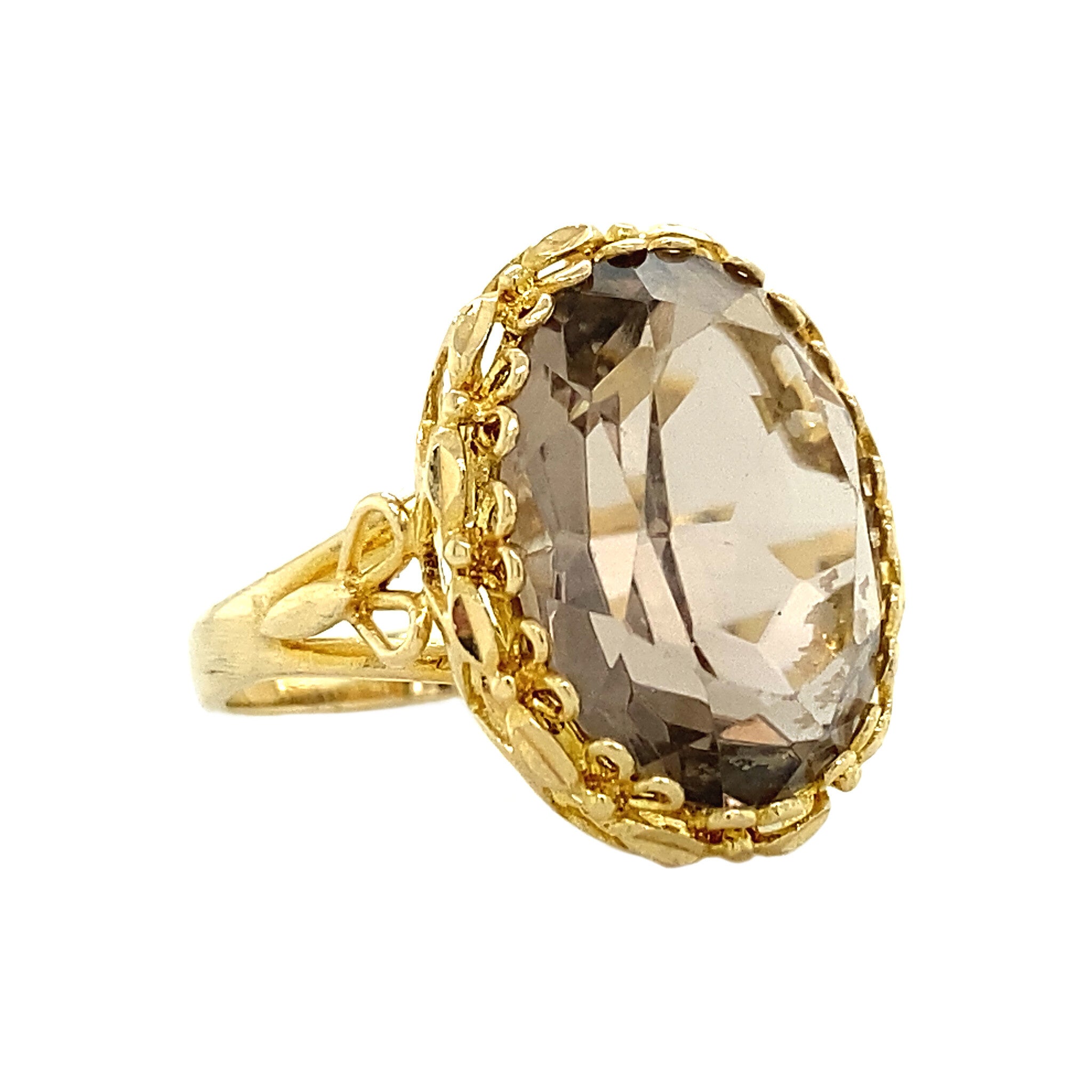 Gold ring with smoky topaz 14 krt