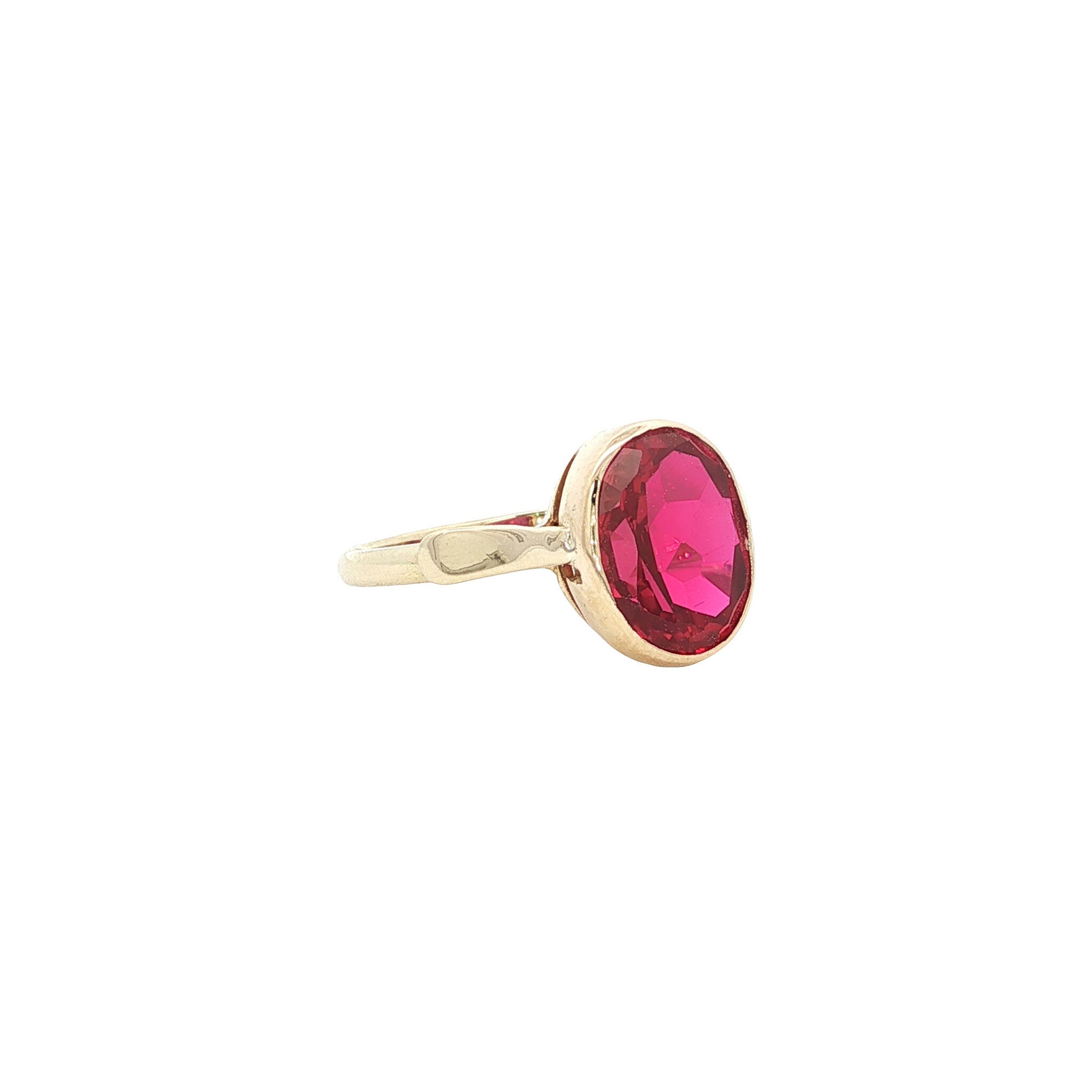 Gouden vintage ring met robijn 14 kt
