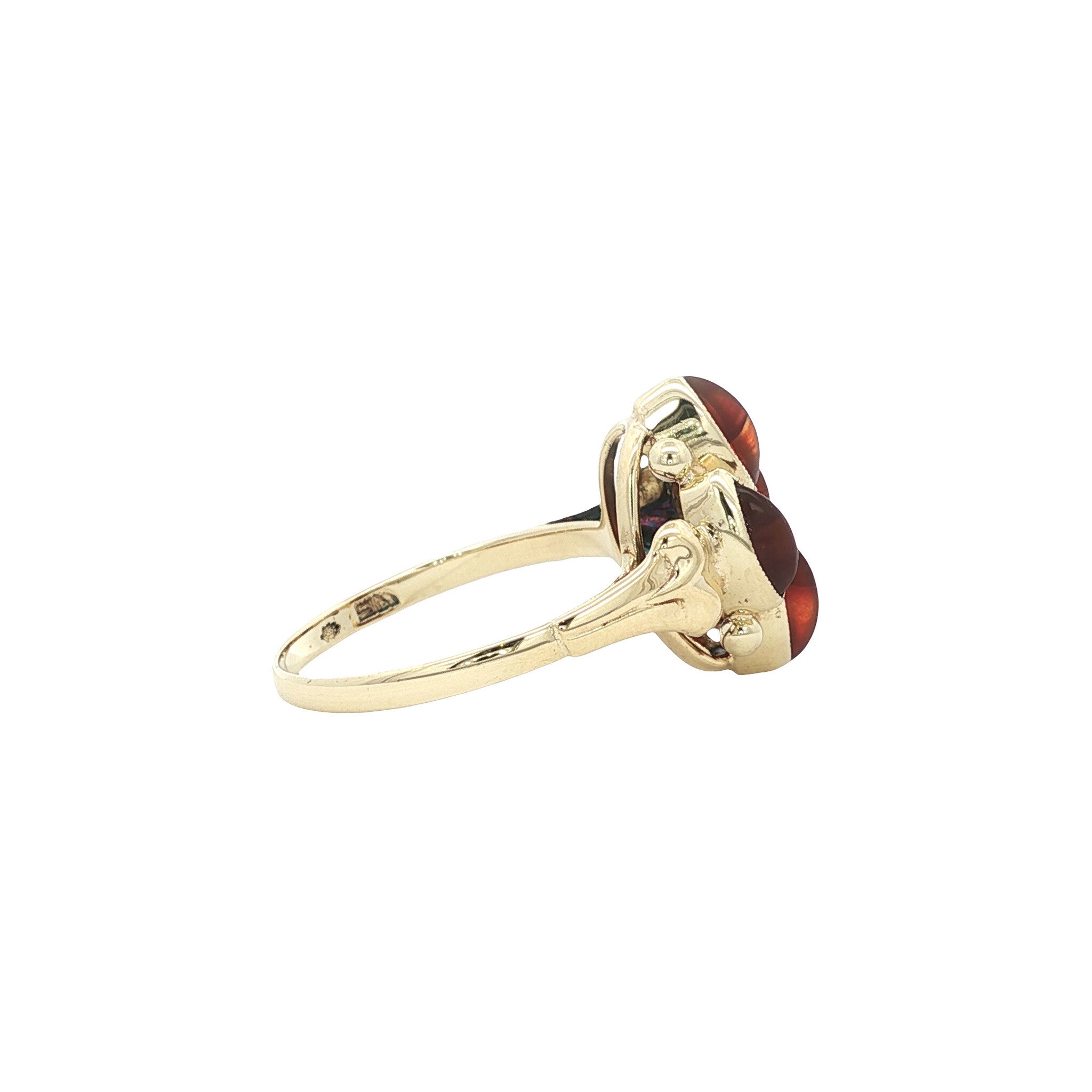 Gouden vintage ring met streepagaat 14 kt