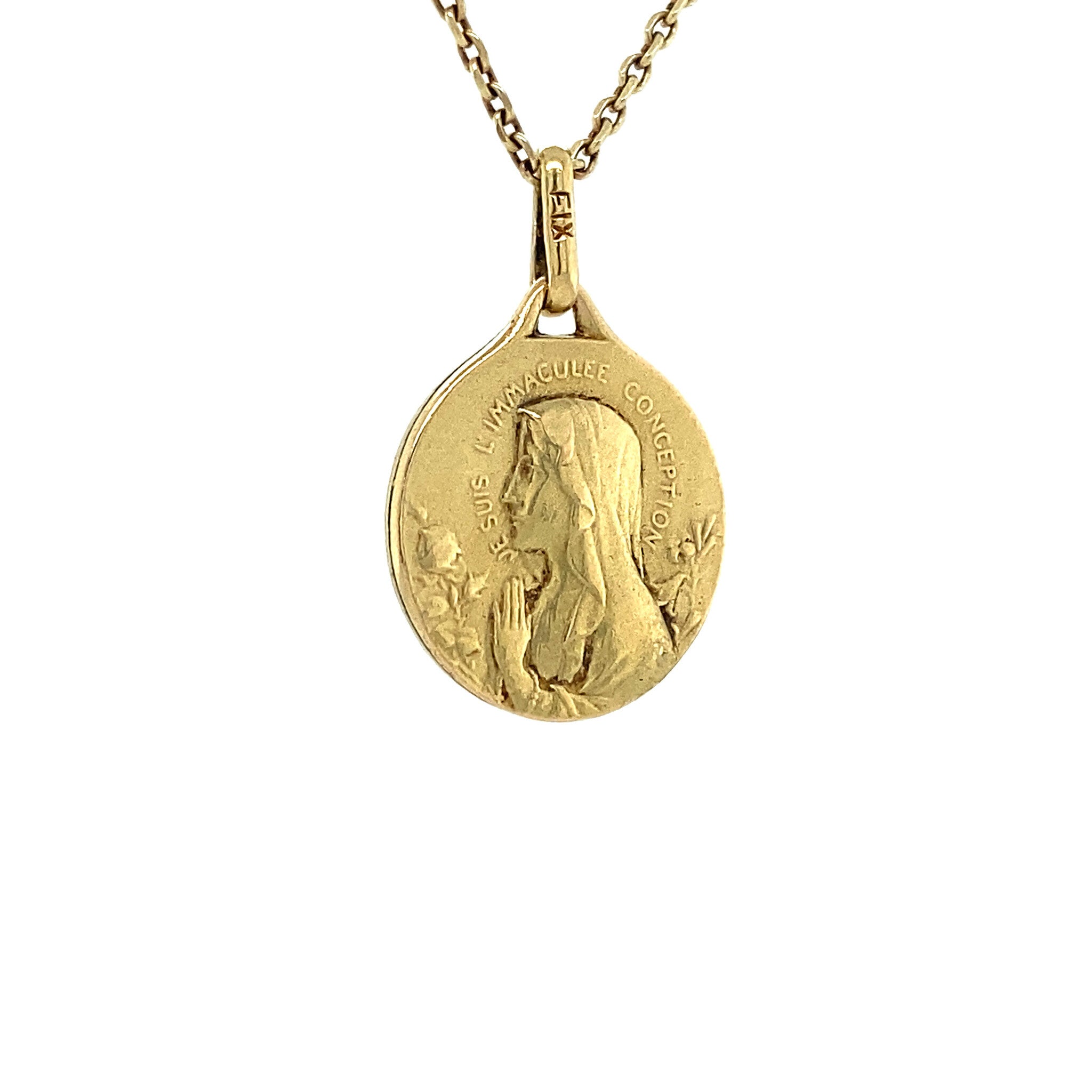 Gold pendant saint Mary 14 krt