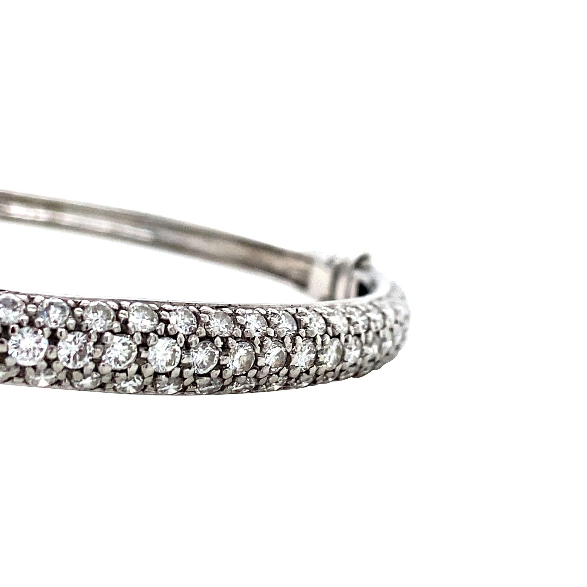 Witgouden vintage bangle met diamant 18 krt