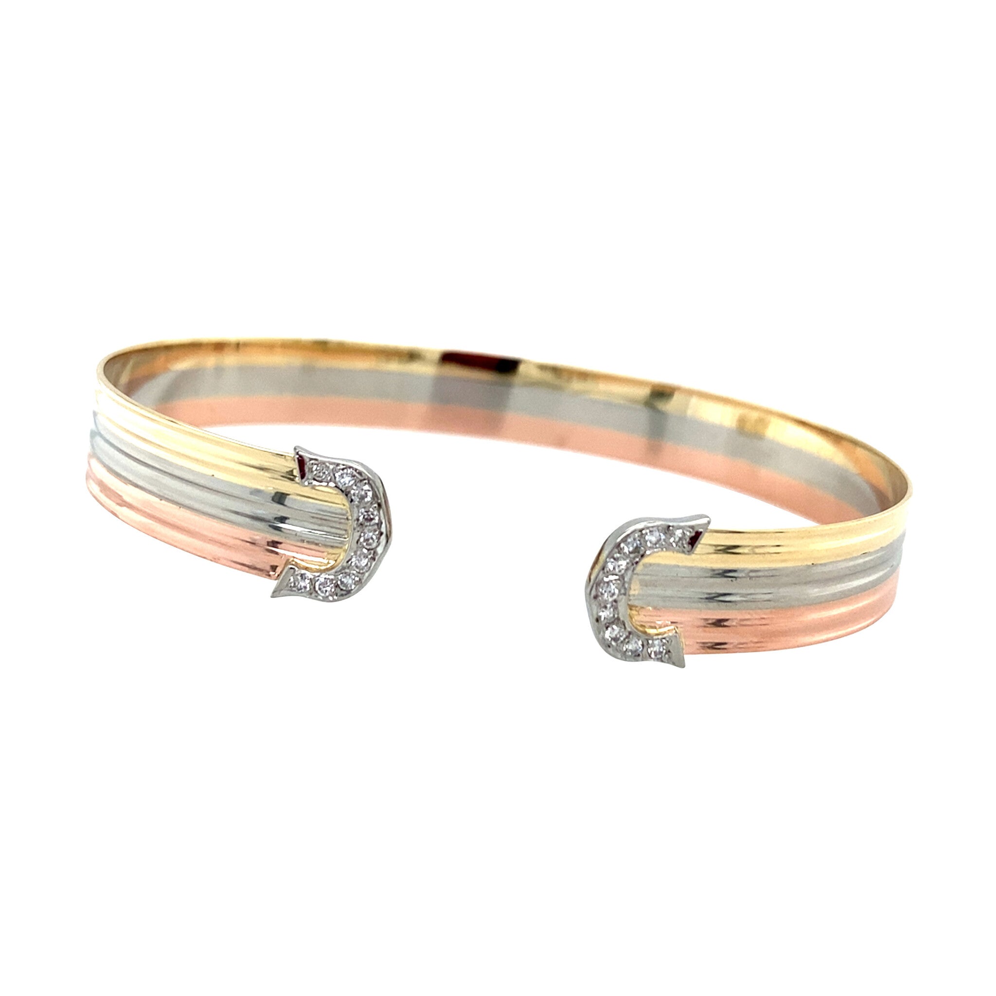 Vintage gold bangle with diamond, 14 kt