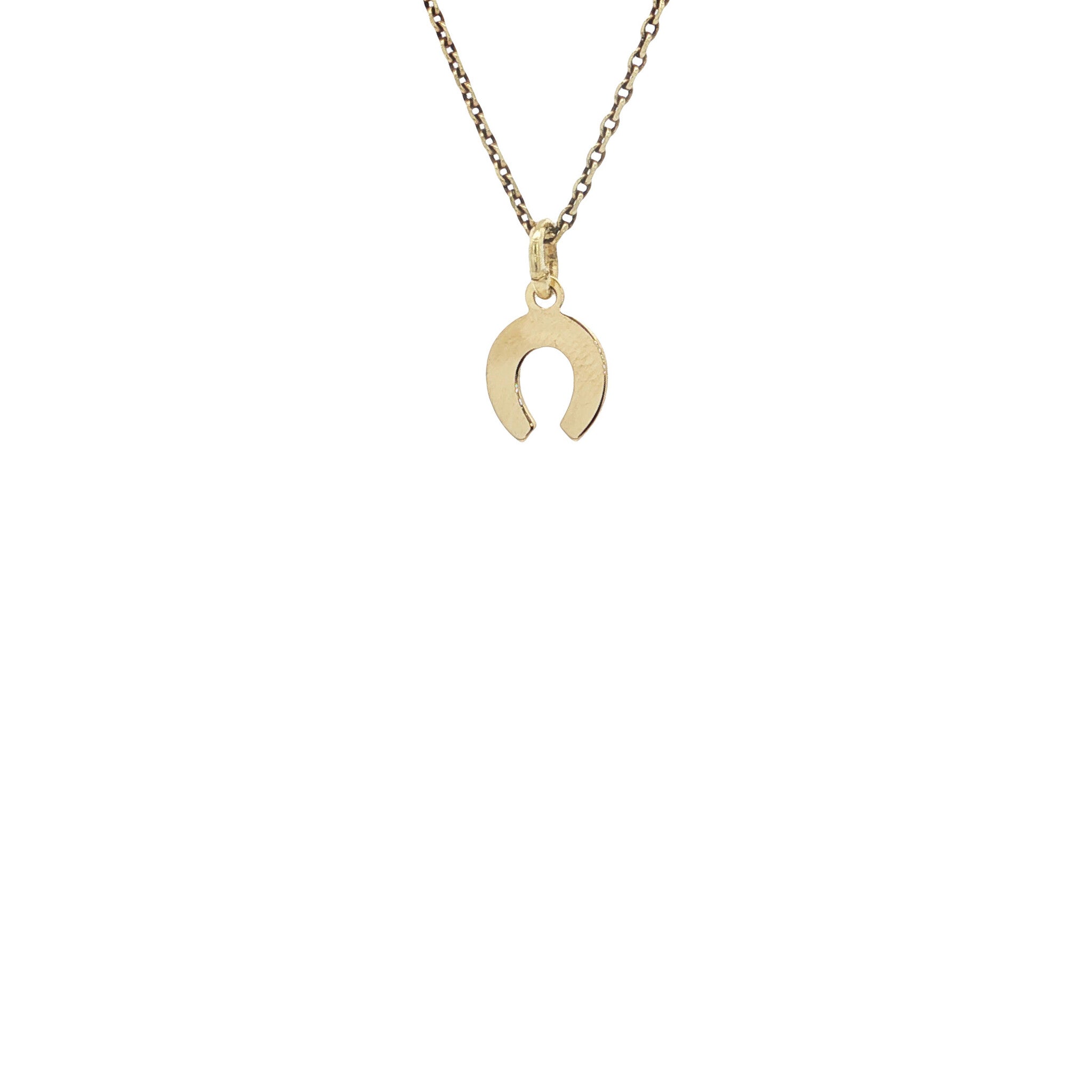 Gold vintage horseshoe pendant 14 kt
