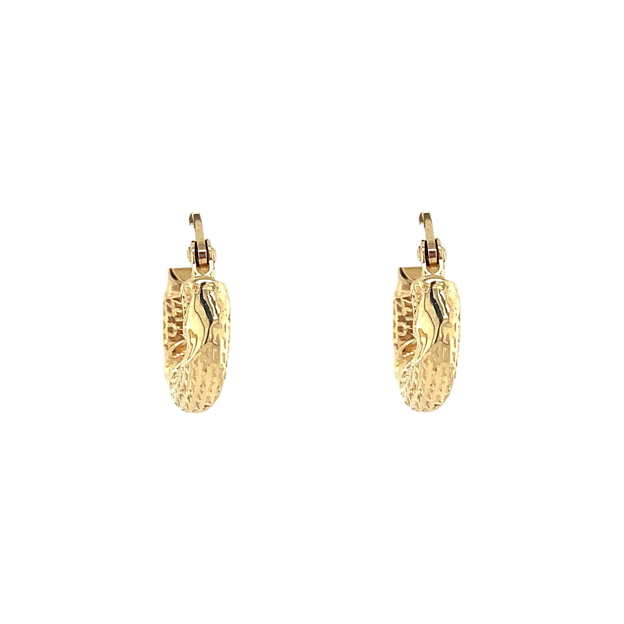 14 kt gold fantasy hoop earrings