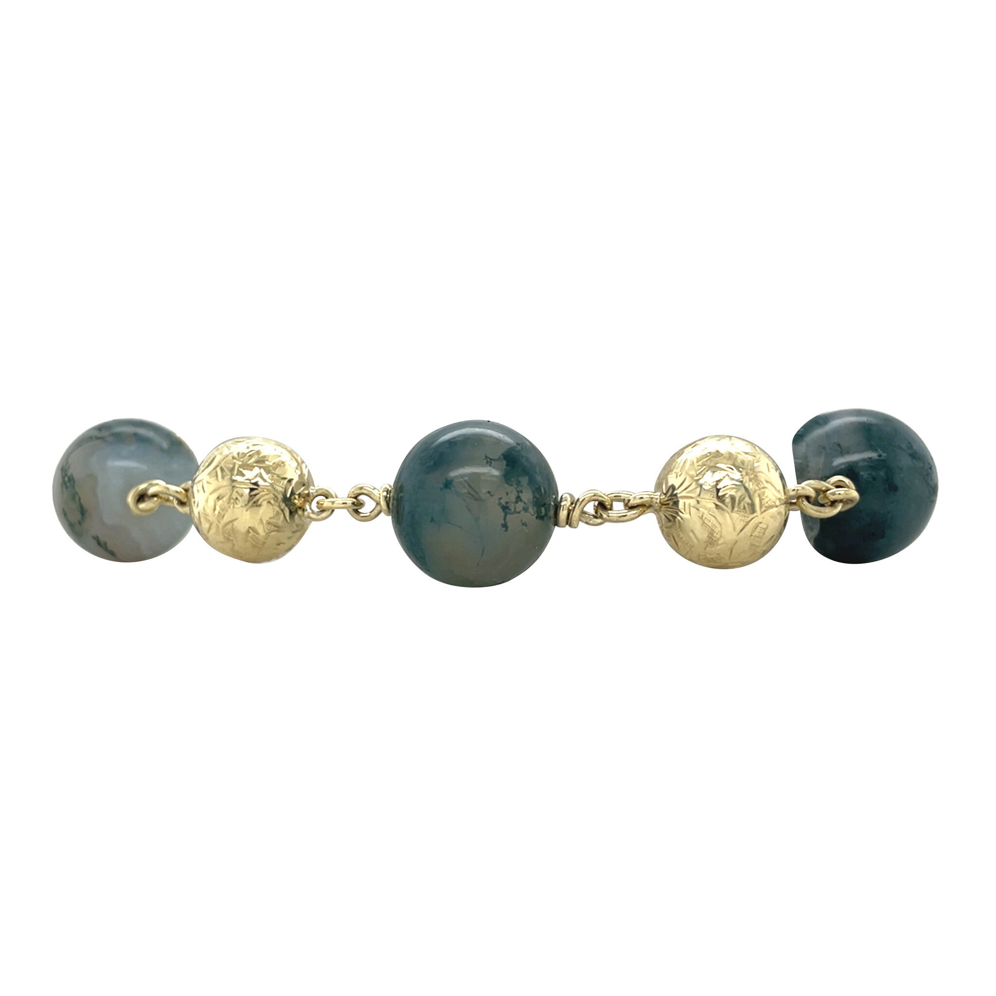 Gouden vintage armband met mosagaat 14 kt