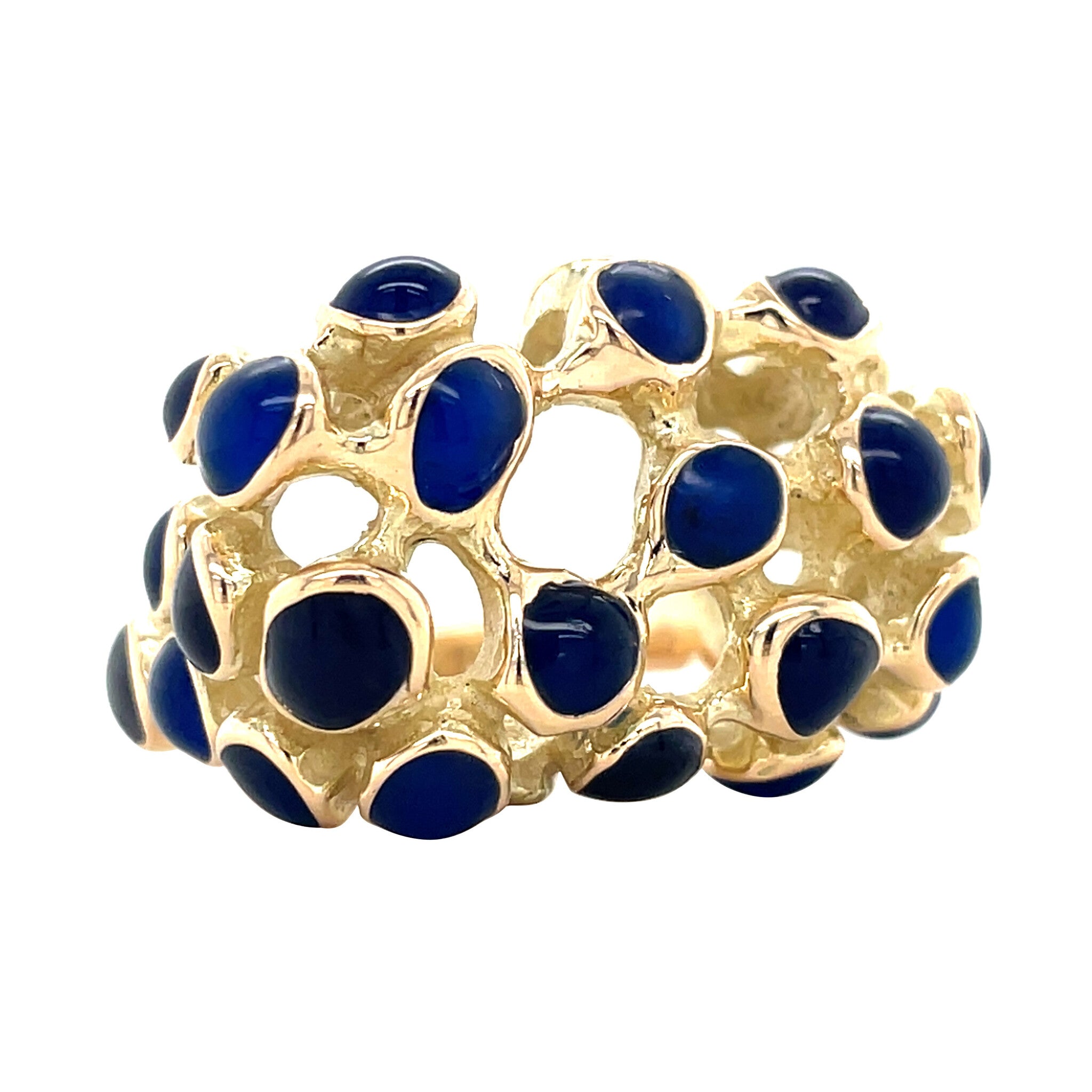 Gouden vintage ring met kleursteen 14 krt