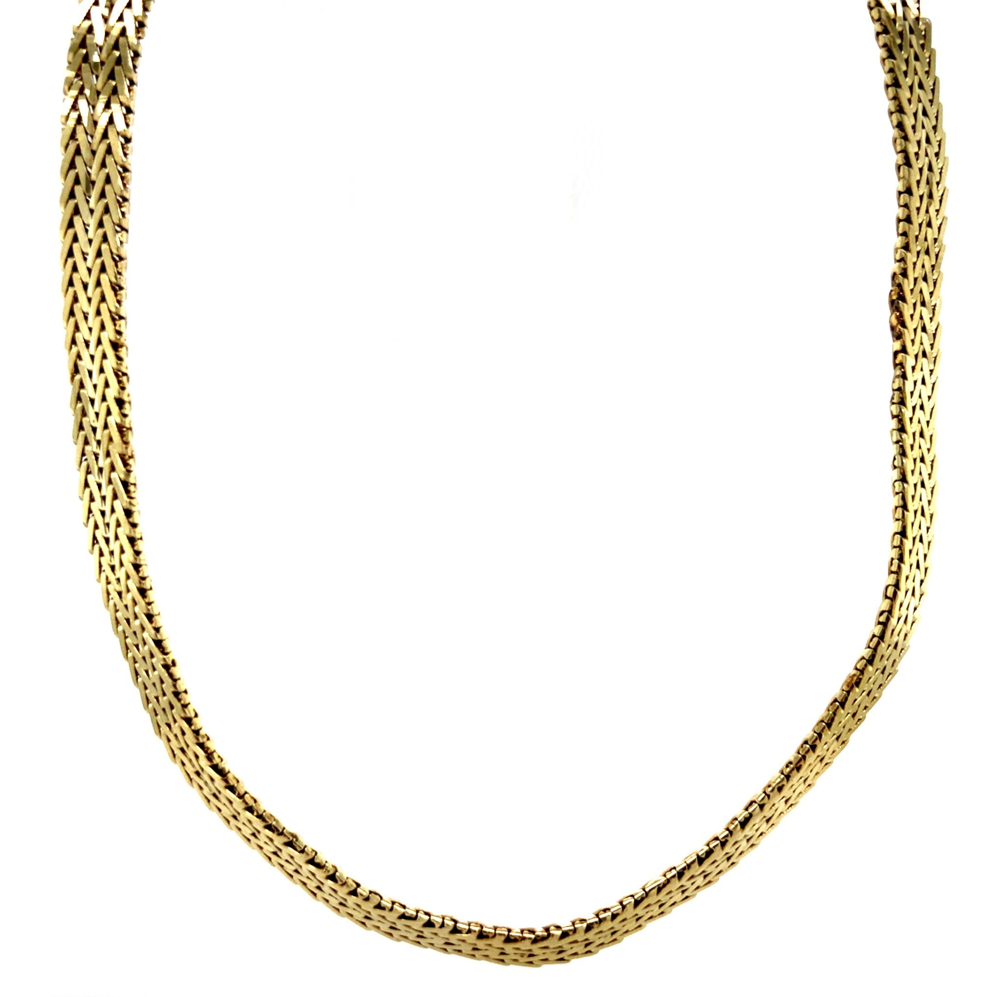 Gouden vossenstaart collier 14 krt