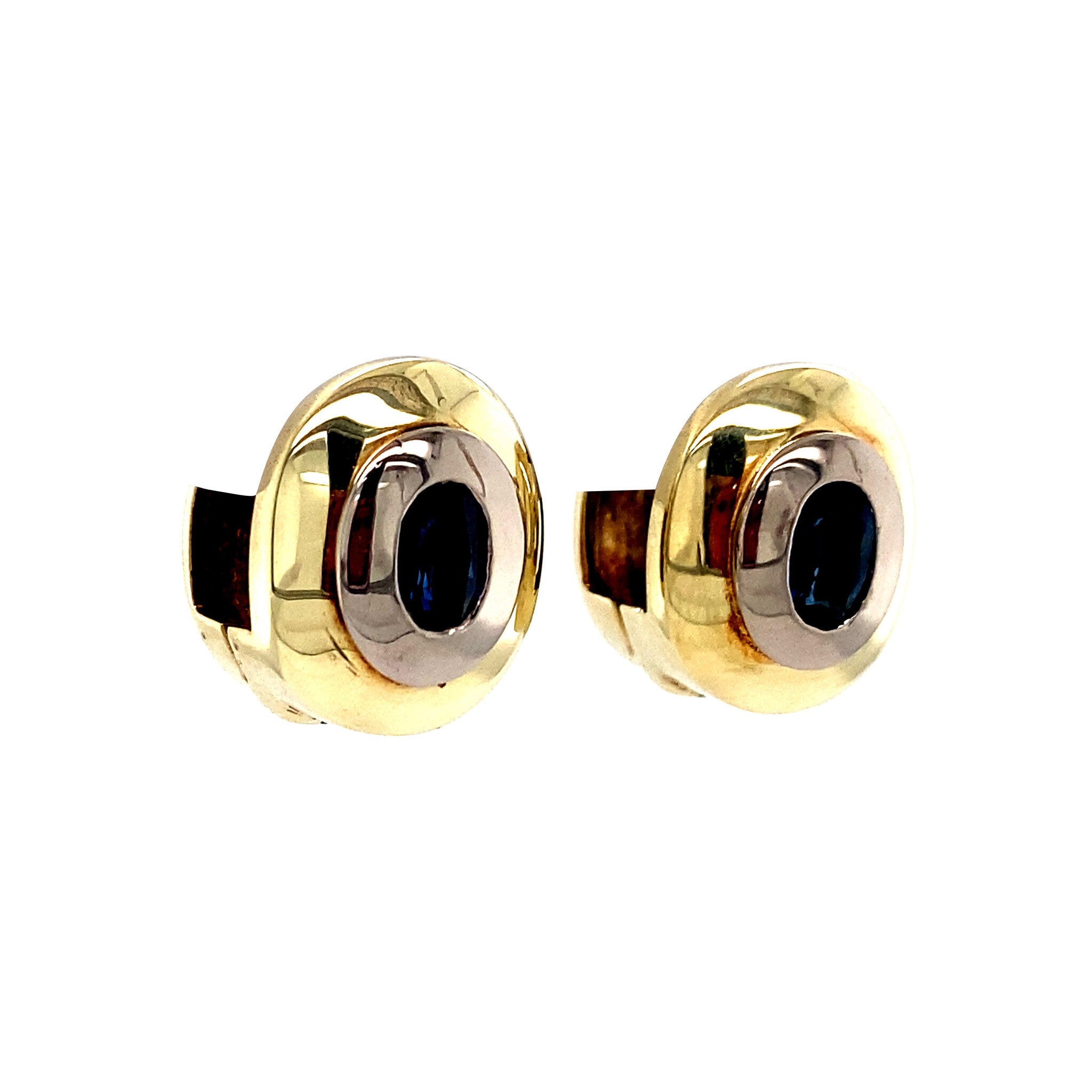 Gouden creolen met saffier 14 krt