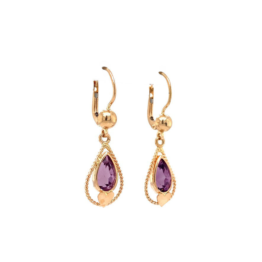 18 kt rose gold earrings with colored gemstone