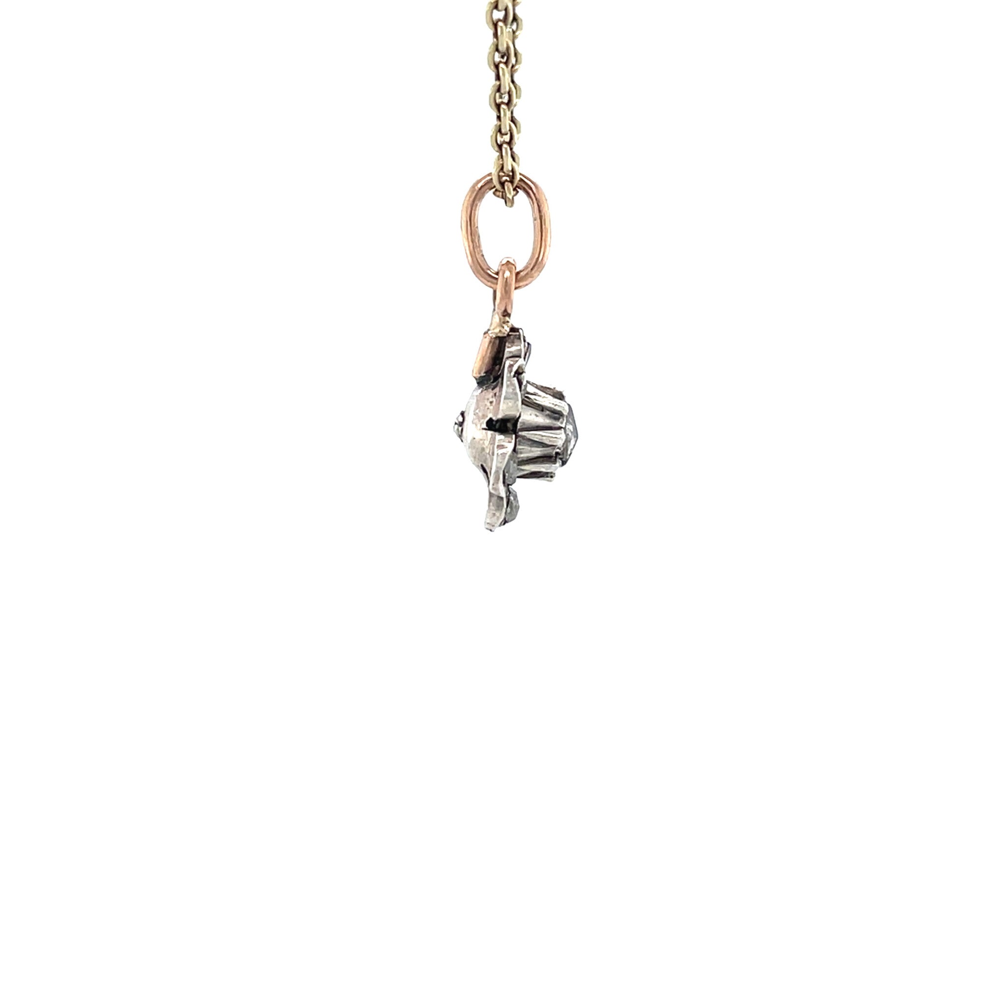 Rose-gold vintage entourage Victorian pendant with rose diamond 14 ktt/925