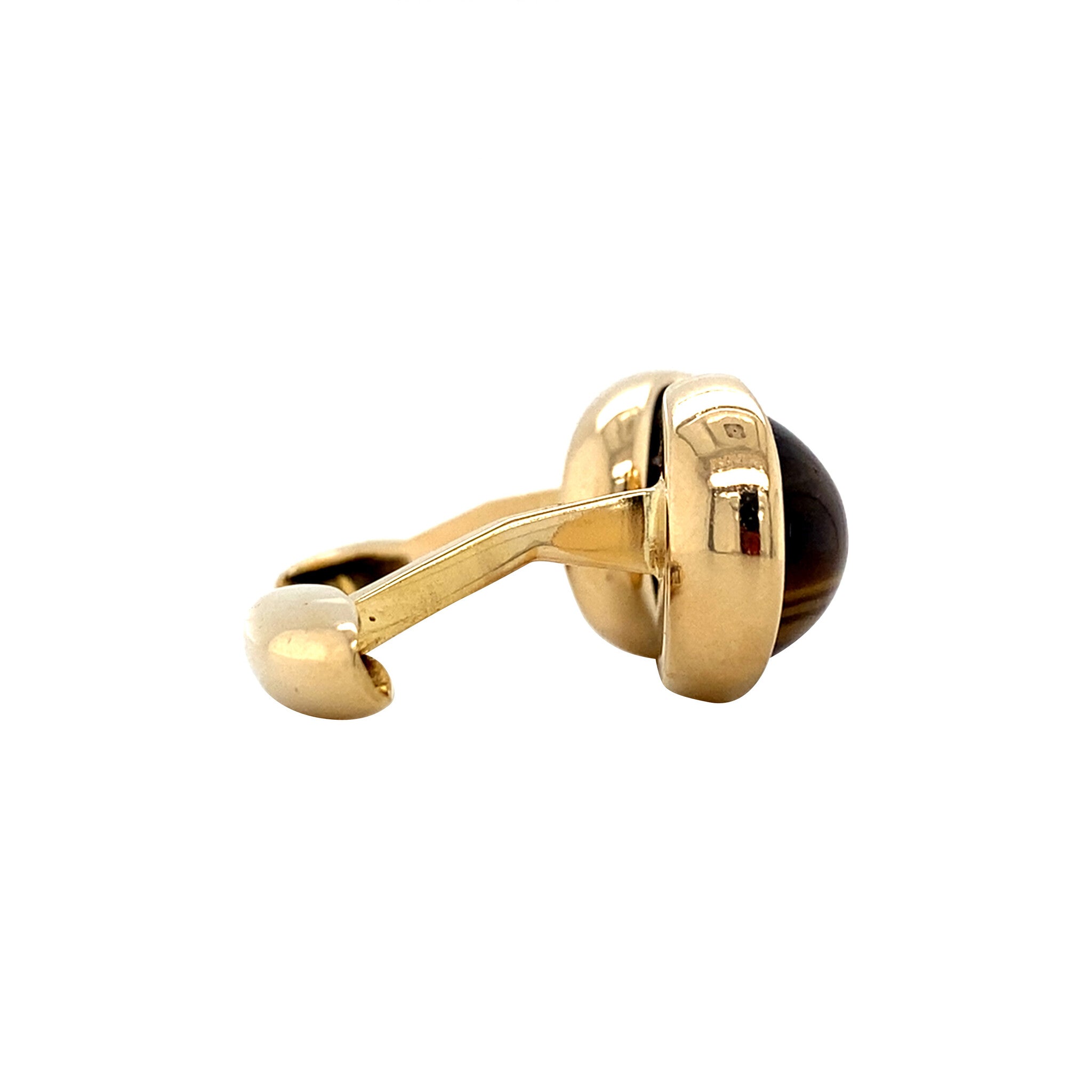Vintage gold cufflinks with tiger's eye, 18 kt
