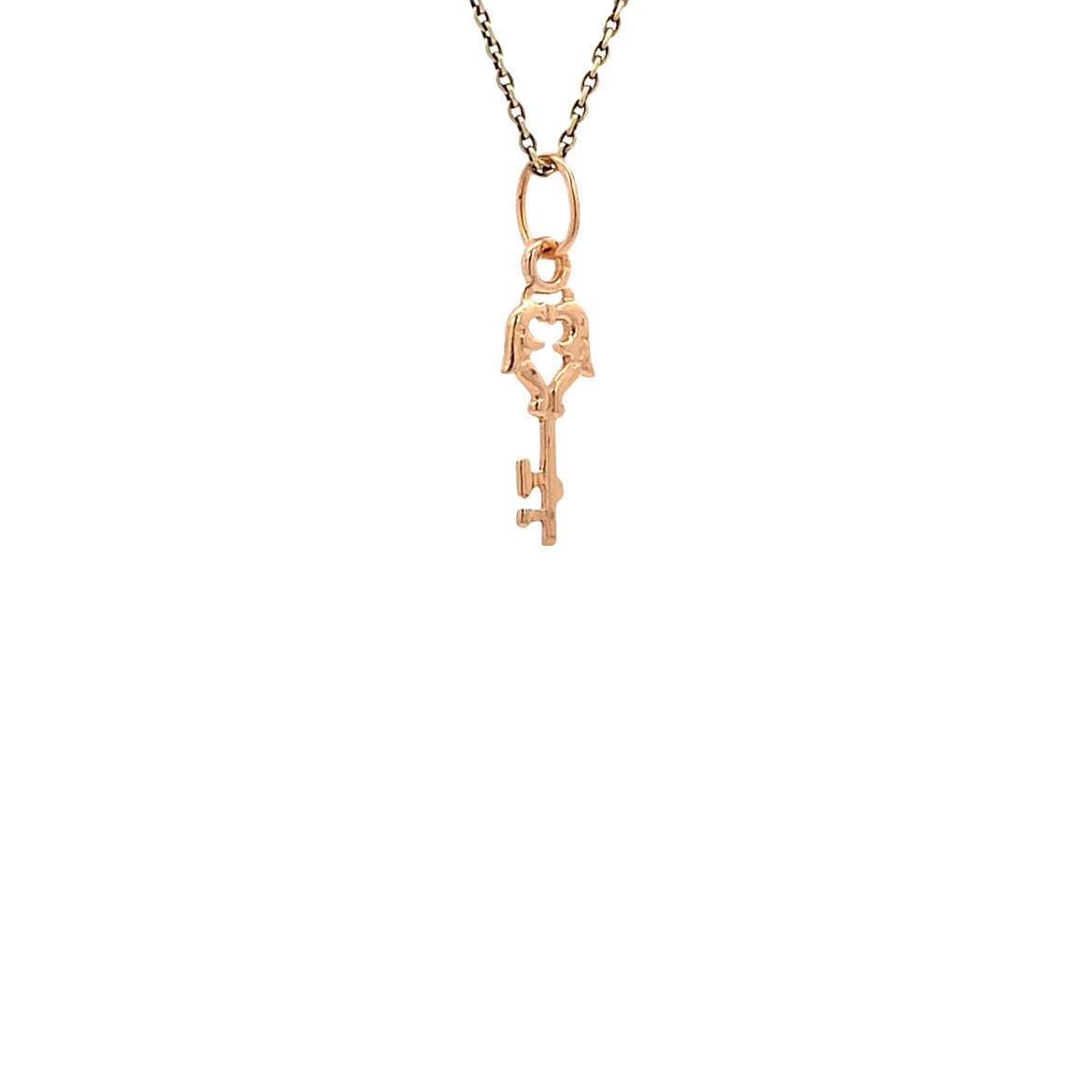 Rose gold vintage key pendant 14 kt