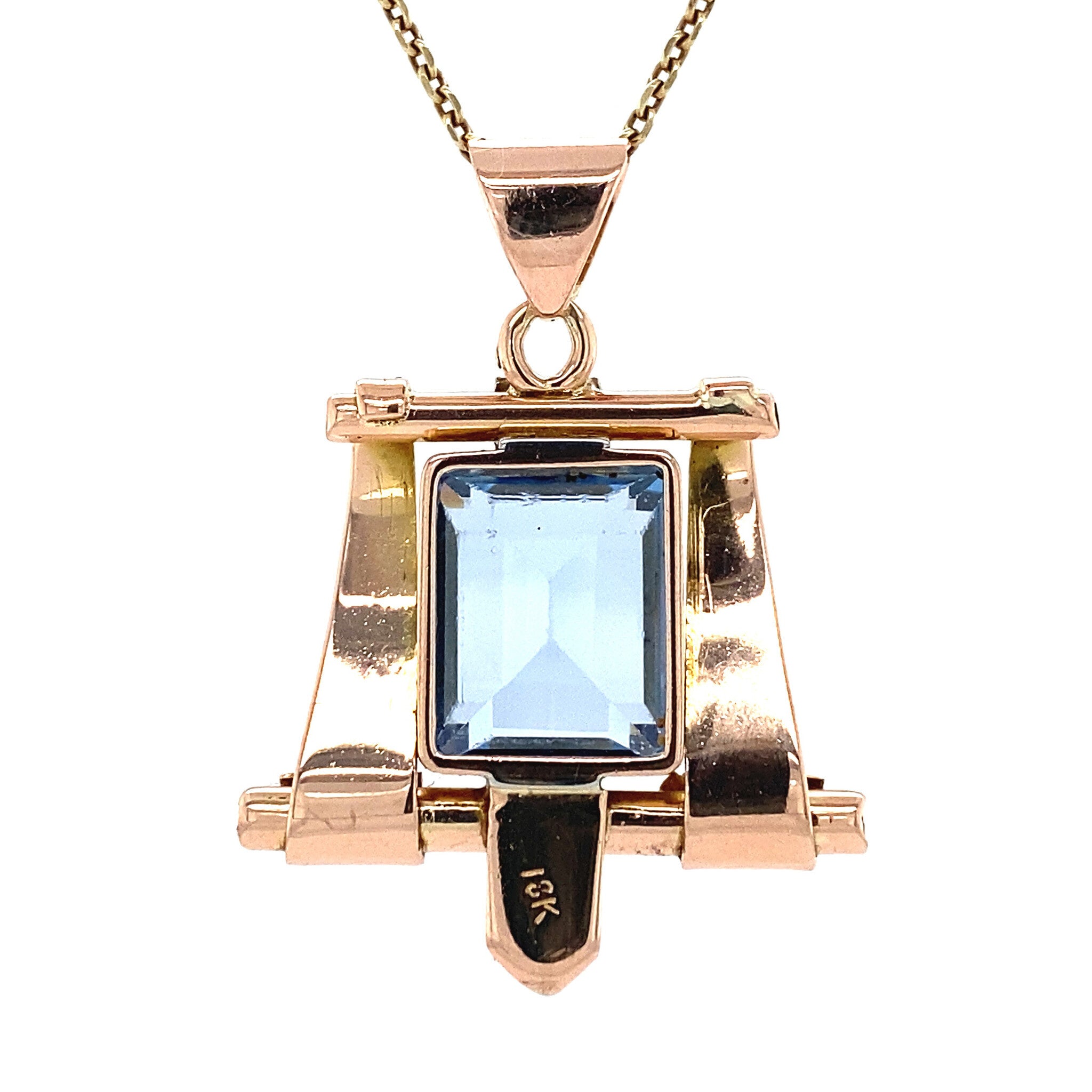 Tricolour gouden hanger met blauwe spinel 14 krt